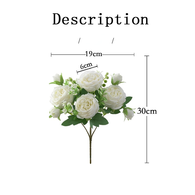 Heißer Verkauf 1 stücke/30cm Rose Rosa Seide Bouquet Pfingstrose Künstliche Blume 5 Großen Kopf 4 Kleine Knospe braut Hochzeit Hause Dekoration Artifi – Detail 1