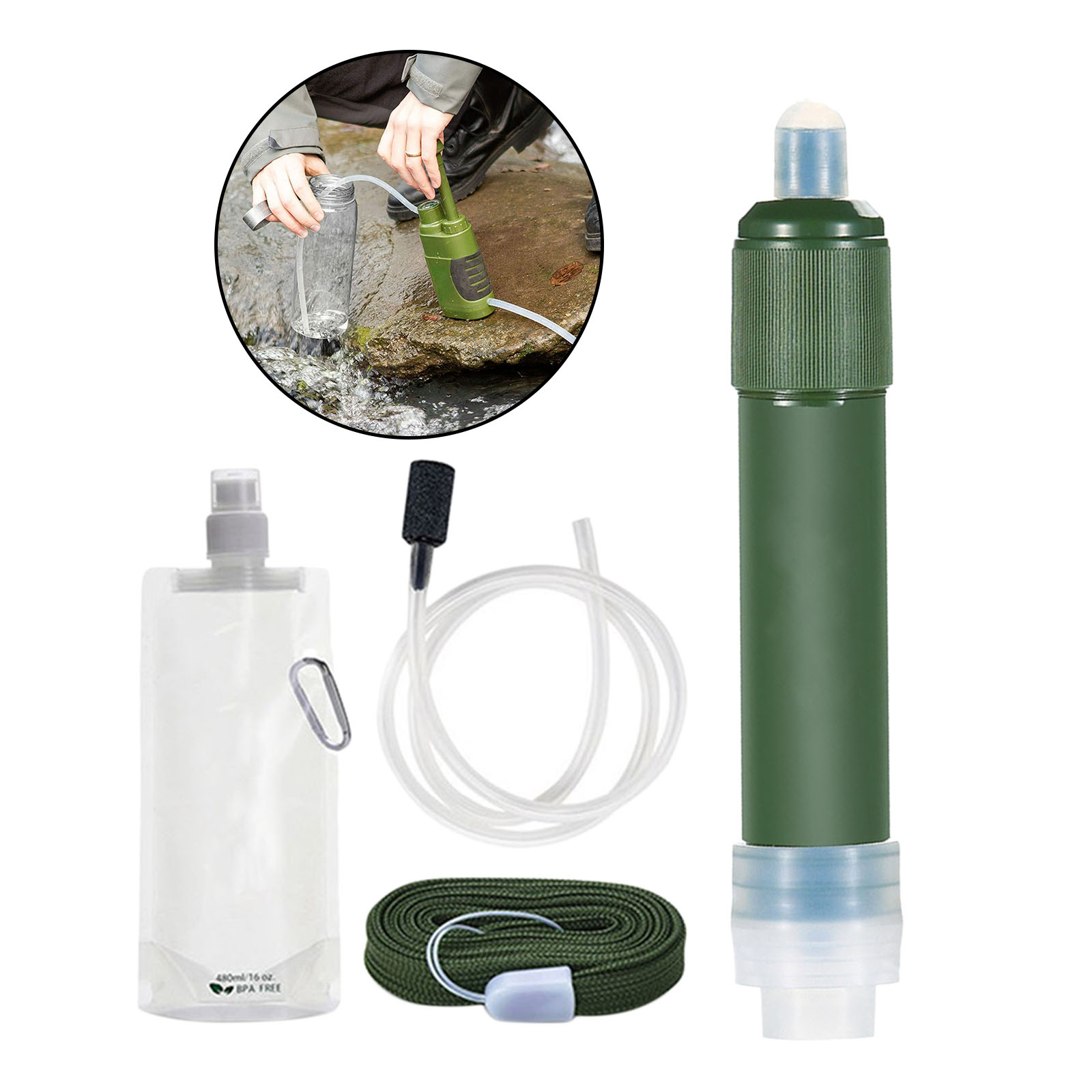 Outdoor Survival Water Filter Personal Purifier Filtration Emergency Gear,