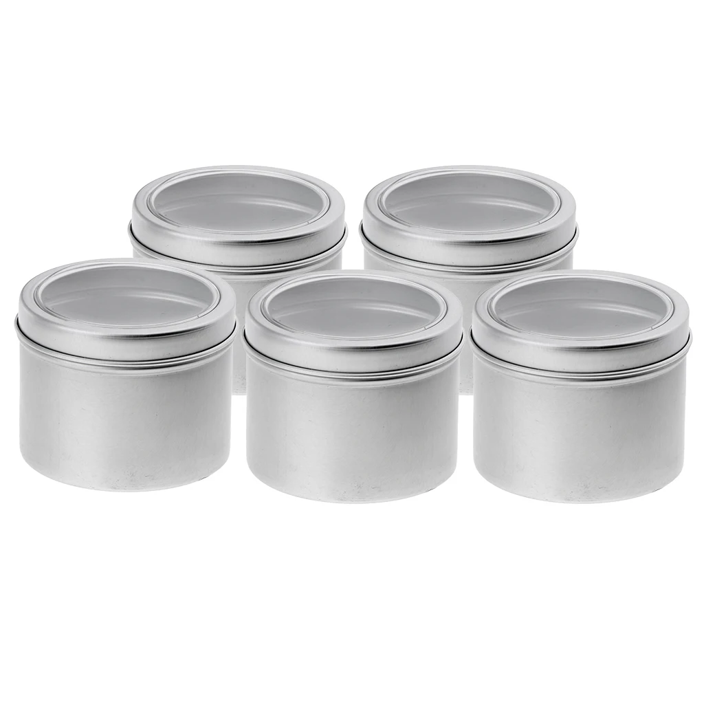 5 Pcs Aluminum Tin Jars (100ml) Cosmetic Containers Round Tin Cans with Screw