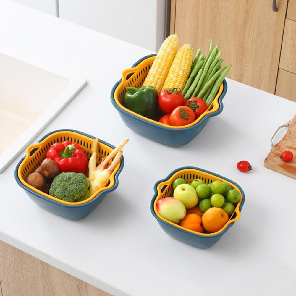 Multi Functional Draining Basket 2 Tiers Space Saving Plastic Dishwashing Basket