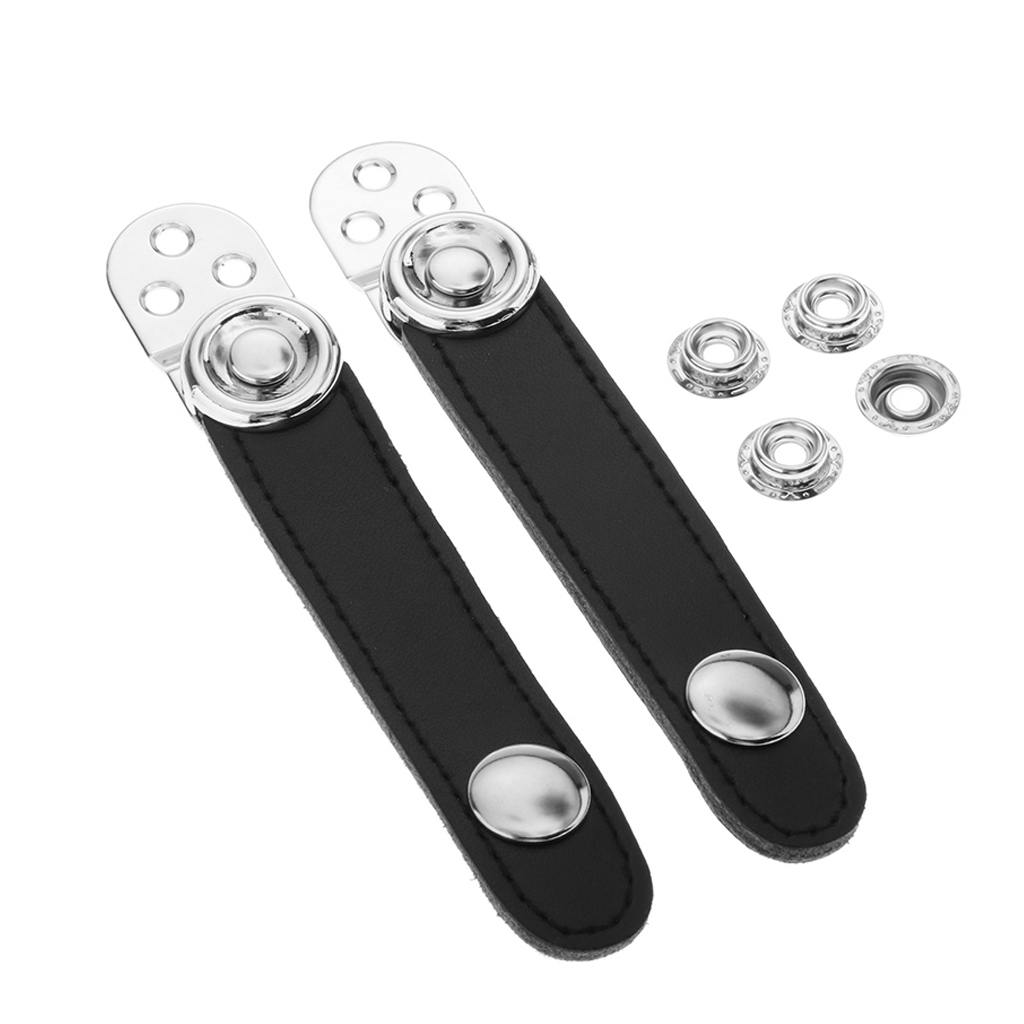 2PCS Bellows Holder Strap Accordion Bellows Spare Parts Straps, Black Leather