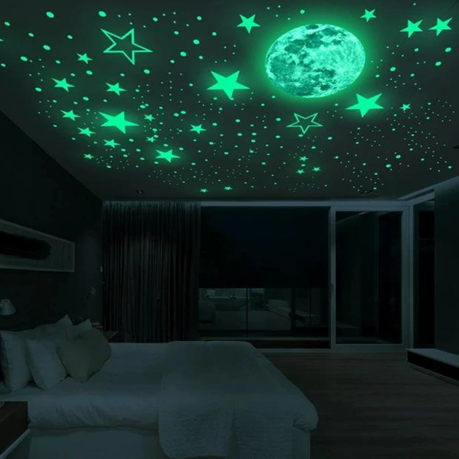 435pcs Glow In The Dark Stars Planets Wall Stickers Decal Luminous Kids Room