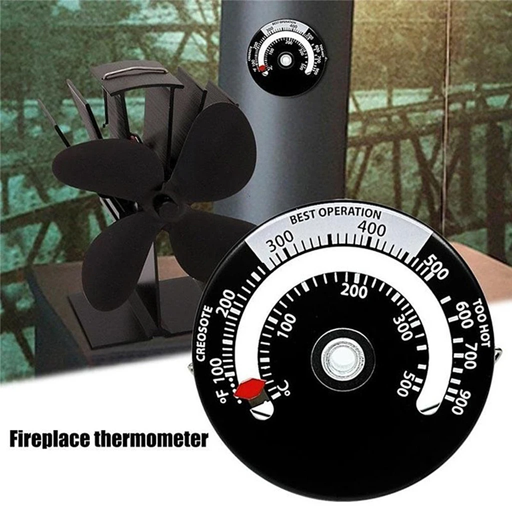 Magnetic Stove Thermometer Log Wood Burner Top Fireplace Temperature Meter Flue Pipe Thermometer for Avoid Stove Fan Damaged