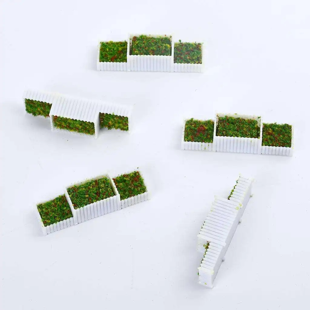5x OO Scale 1:75 E Shape Flower Beds Plant for Railway Train Building Accs