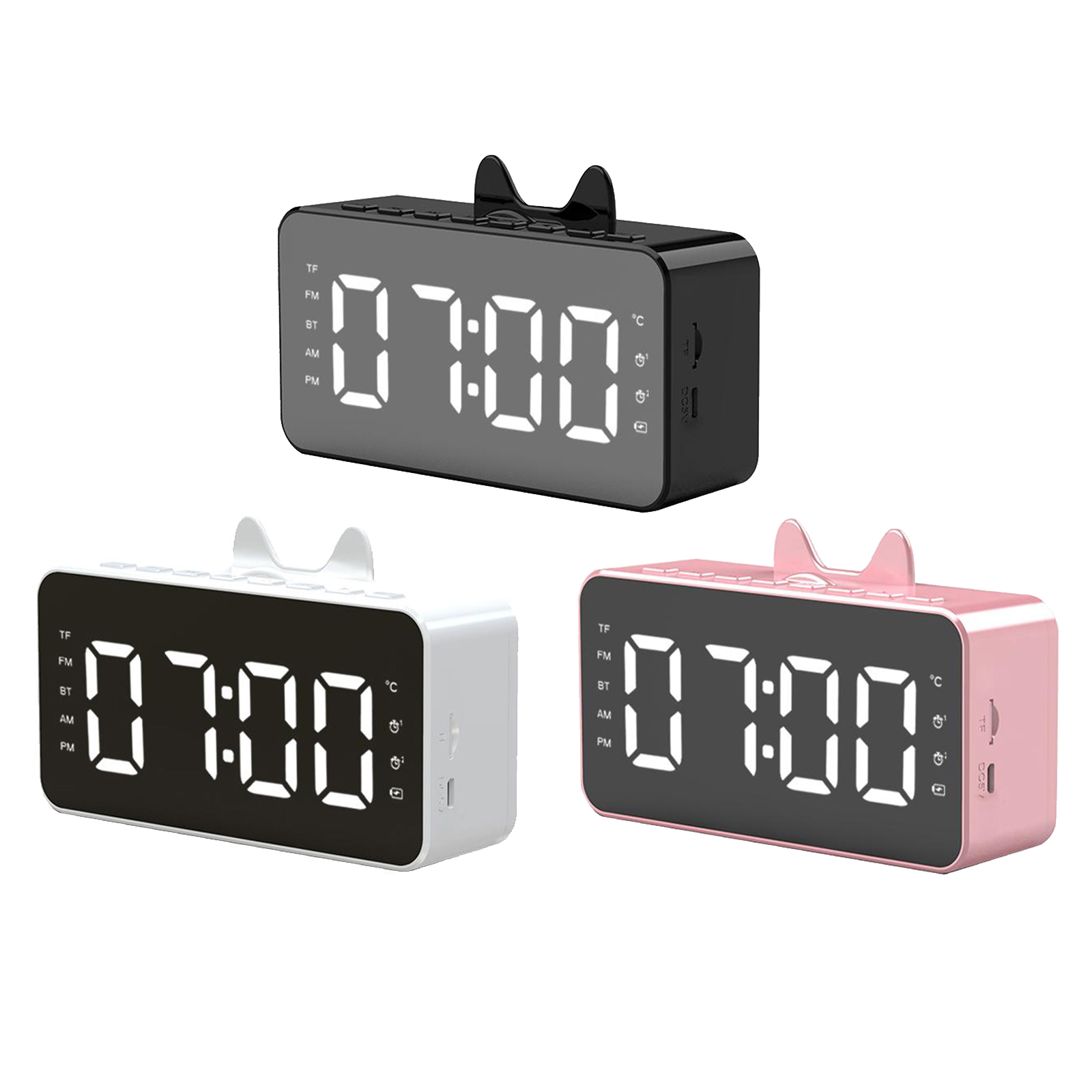 Mirror Alarm Clock Digital Snooze Table Clock Wake Up Light Electronic Large Time Temperature Display Home Decoration Clock