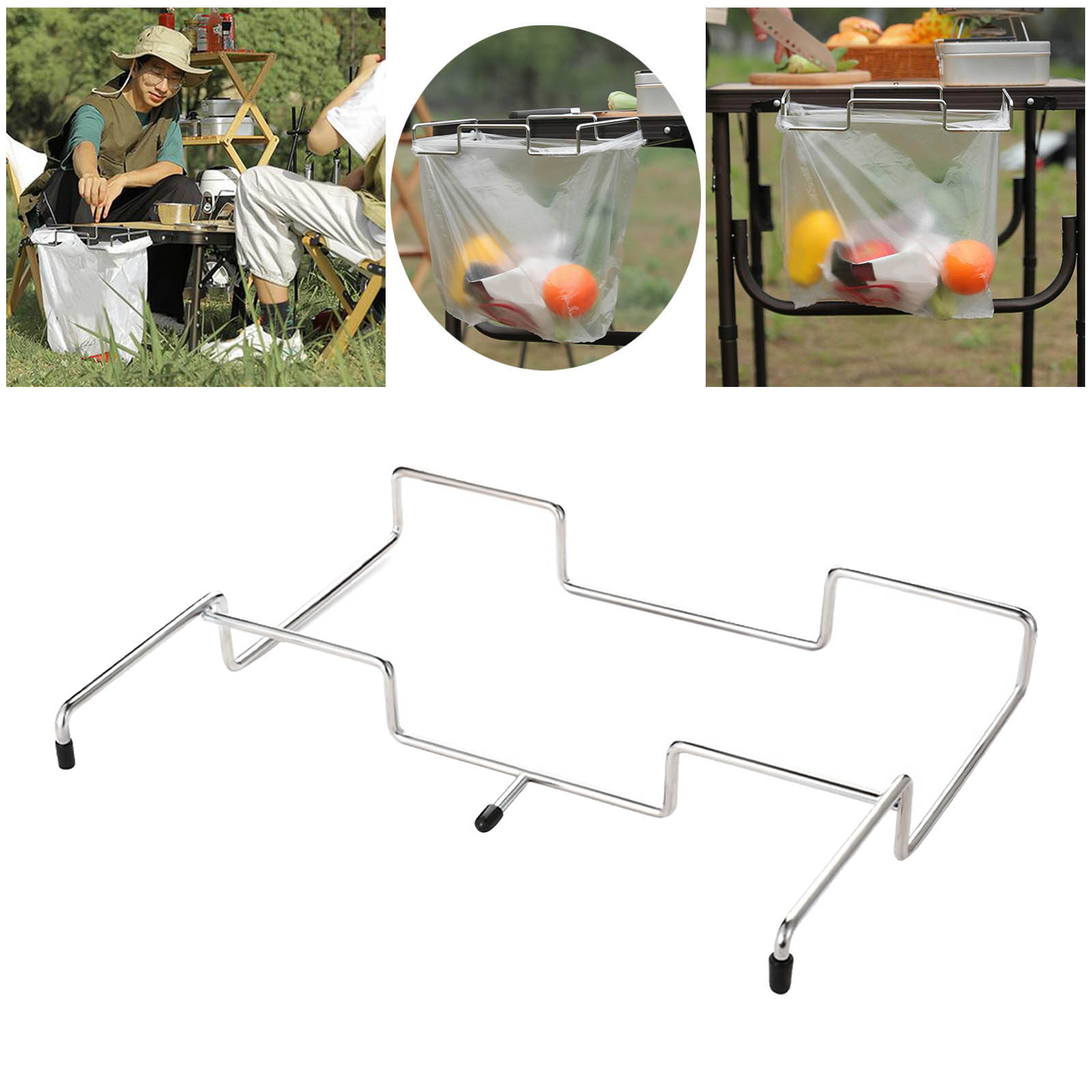 Trash Bag Holder Hanging Rack Kitchen Camping Waste Bins Bags Frame Bracket
