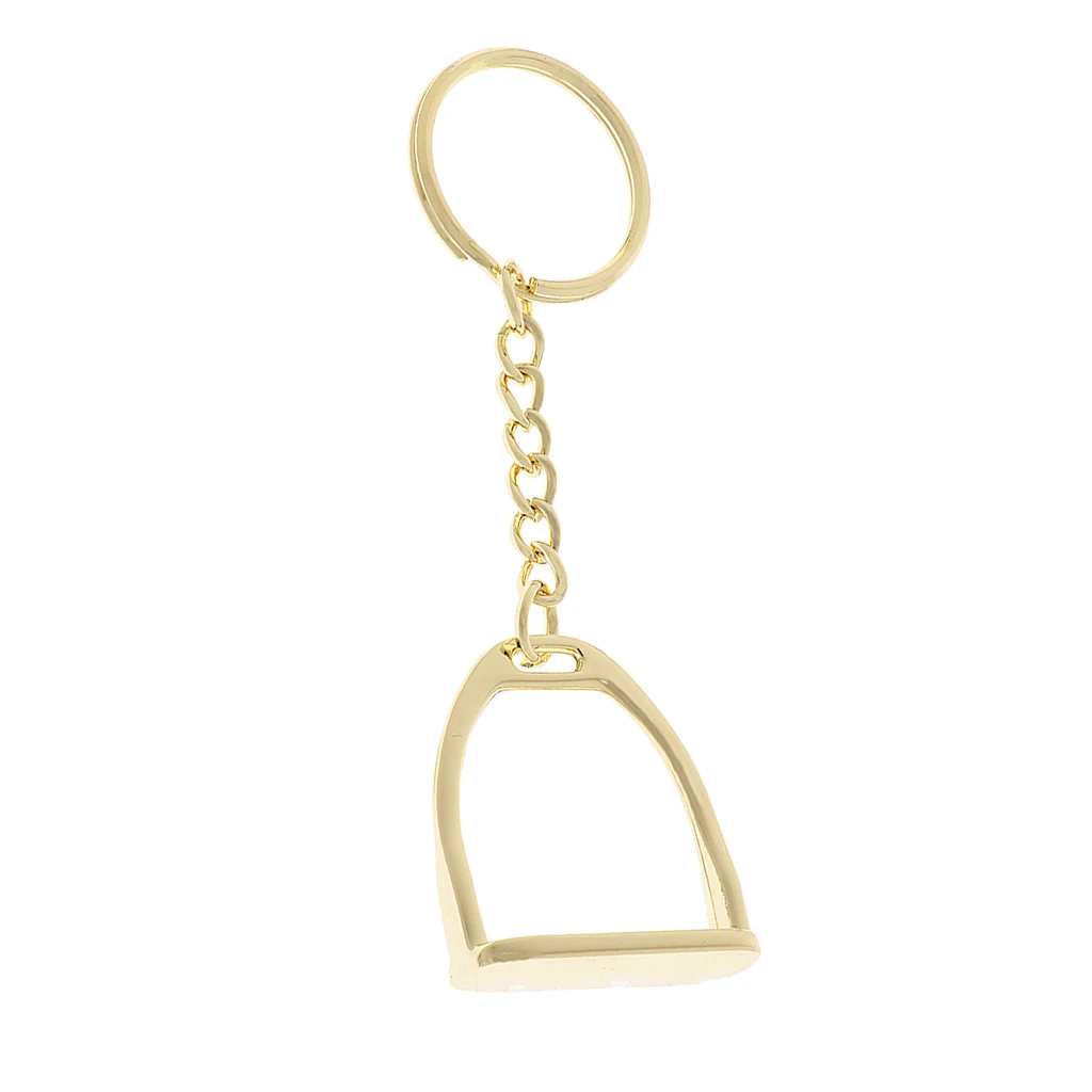 Gold Zinc Alloy Western Keychain Stirrup Key Ring Hanger Backpack Hangbag Decoration Tool Equine Gear 8cm