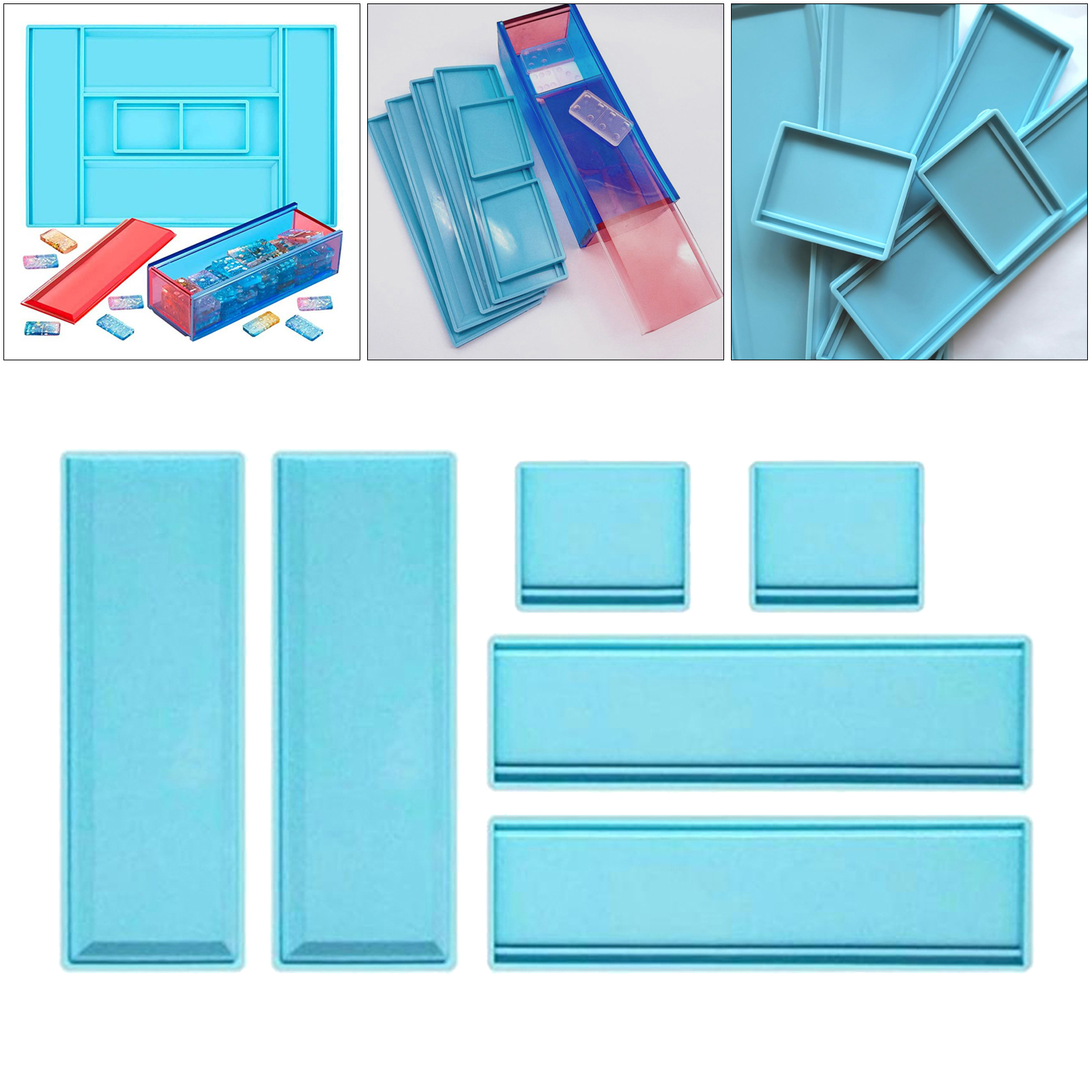Epoxy Resin Mold Domino Storage Box Mould Container Craft Casting Art Adults