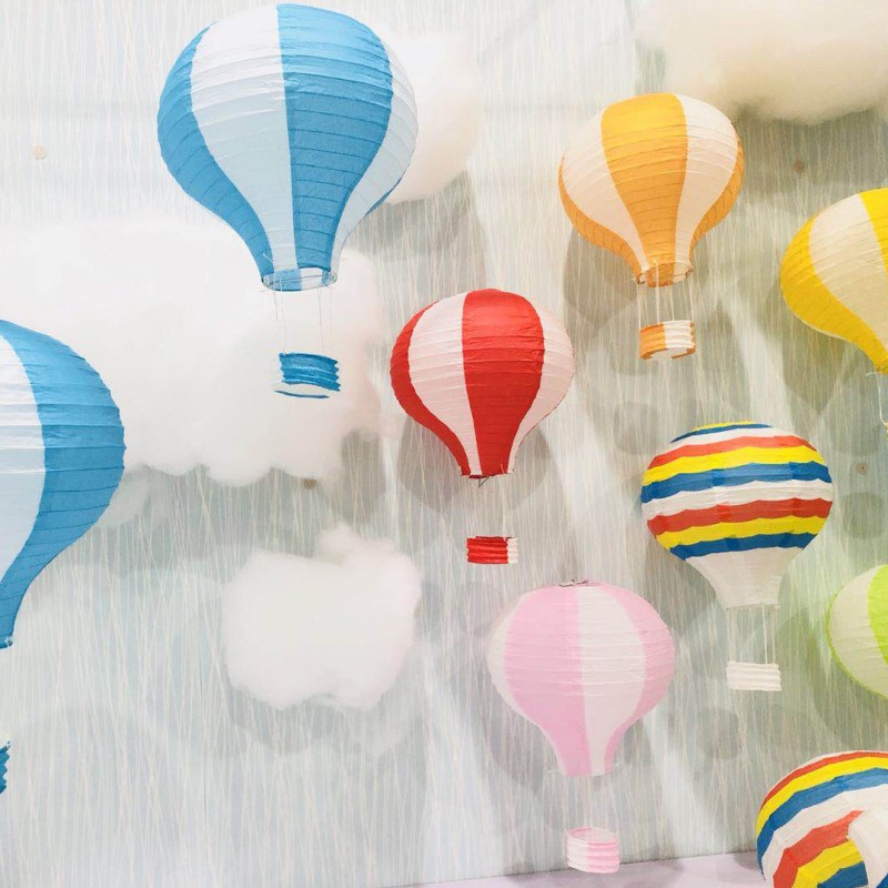 16inch 40cm Hanging Paper Lanterns Rainbow Hot Air Balloon Paper Lantern Chinese Party Ball Lamp Decor Birthday Wedding Supplies