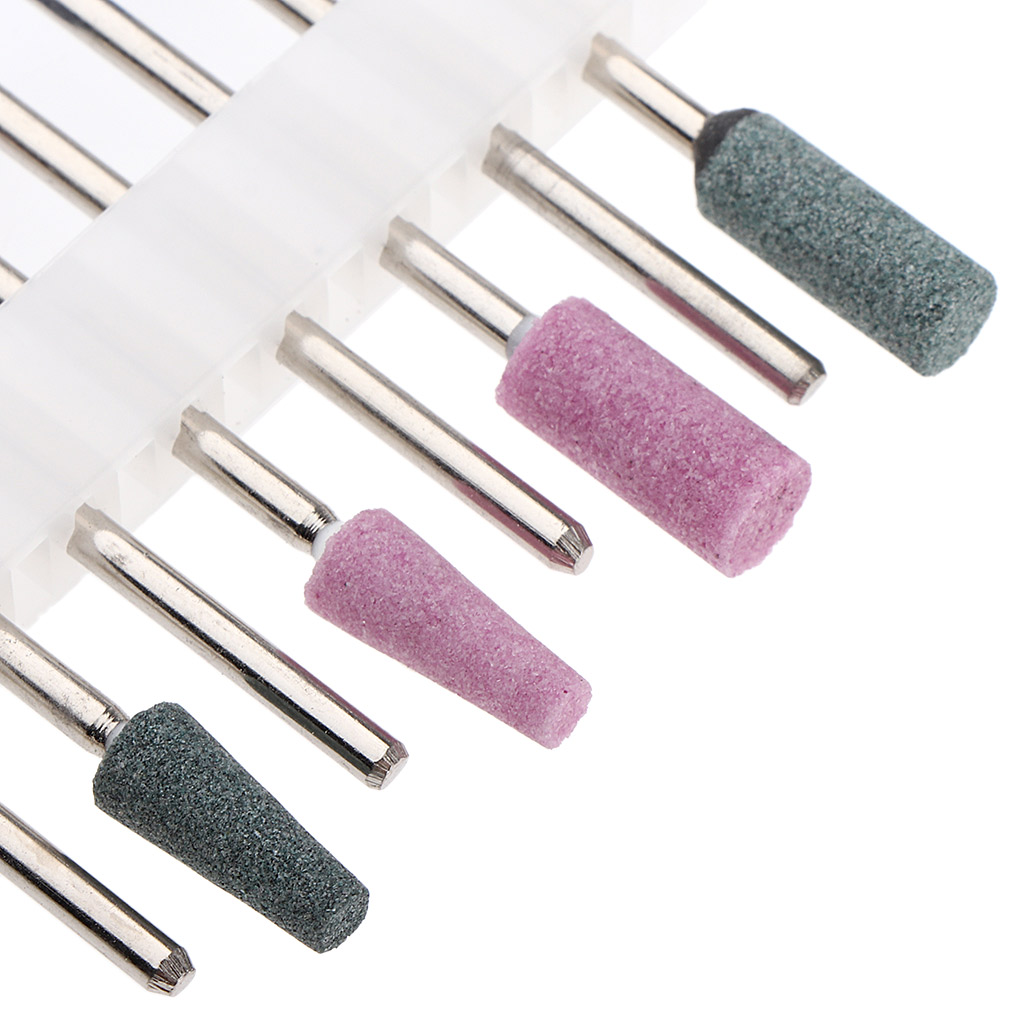 8Pcs Cuticle Nail Drill Bits Set Emery Quartz Nail Files Bit Grinding Head Manicure Pedicure Tools 3/32’’