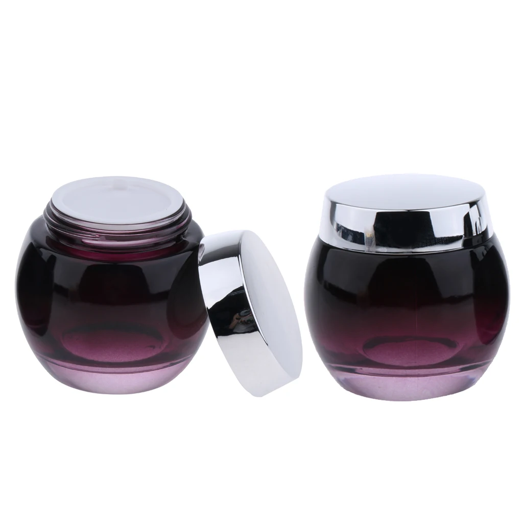 2pcs 120g Refillable Glass Cosmetic Container Sample Bottle Cream Lotion Jar