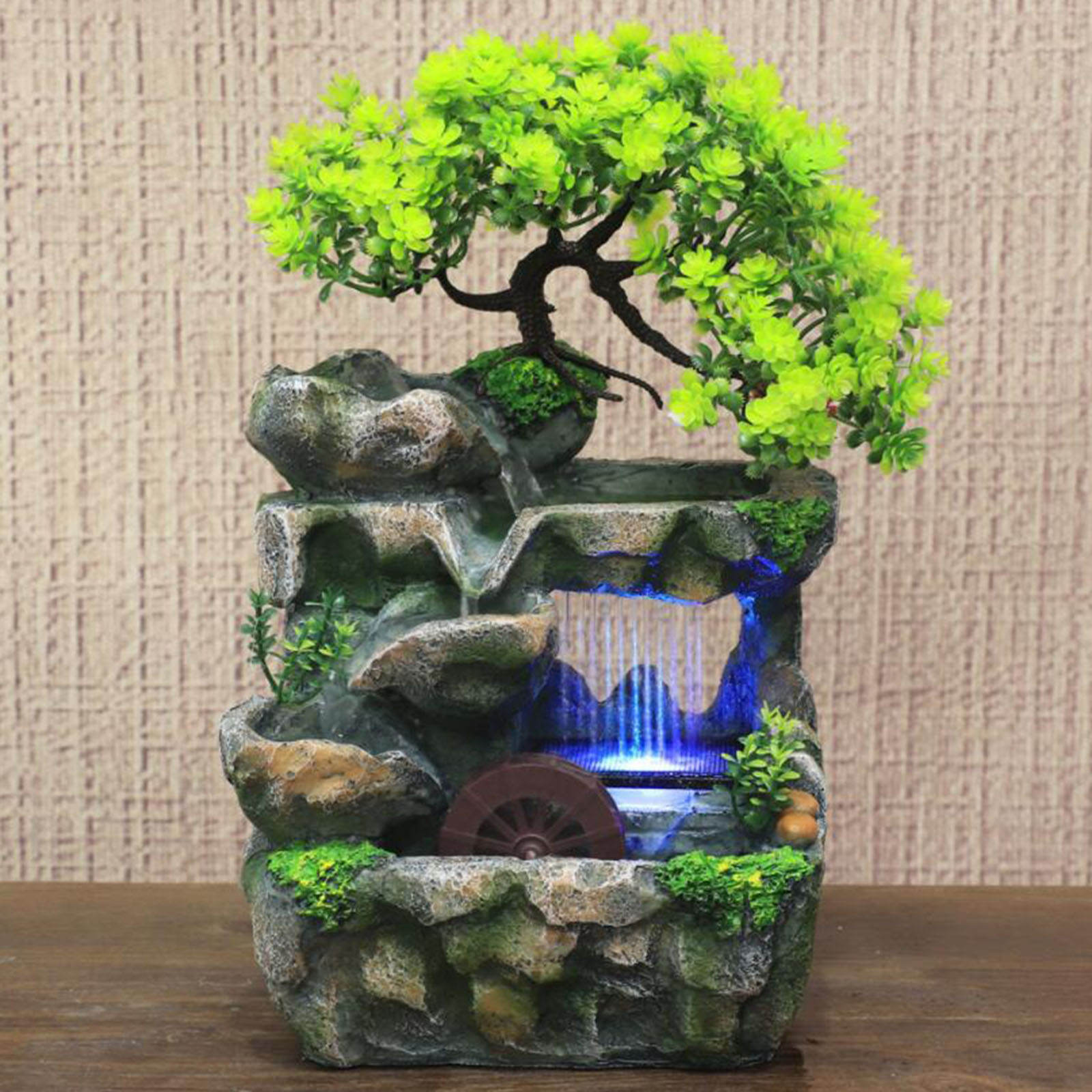 Indoor Tabletop Waterfall Fountain Rockery Bonsai Zen Meditation Relaxation Cascading Water Fountains Ornament