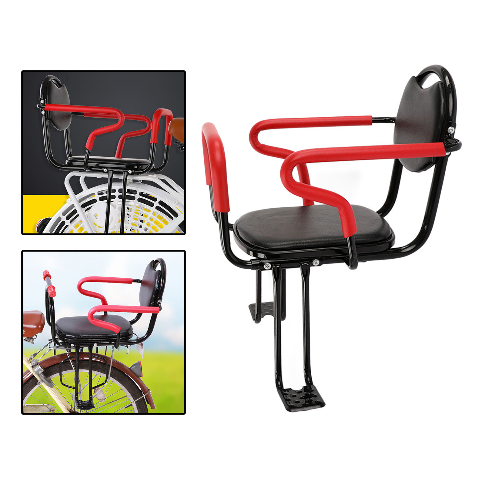 Thicken Rear Mount Bicycle Child Seat with Handrail Universal Accessories Bike Seat Bike Rack Foot Pedals Baby Seat for Children