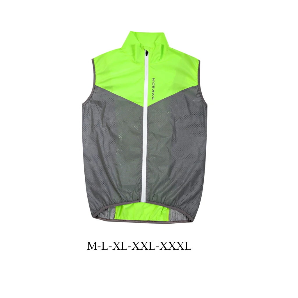 Men Women Cycling Reflective Vest Windproof Bike Bicycle Running Sleeveless Vest with Back Zipper Pocket Reflective Clothing