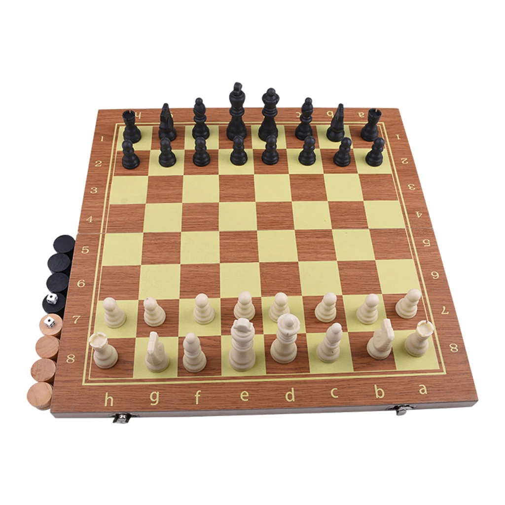 15x15 inches Foldable Wooden Chess Set Chessboard Board Game Educational Toys