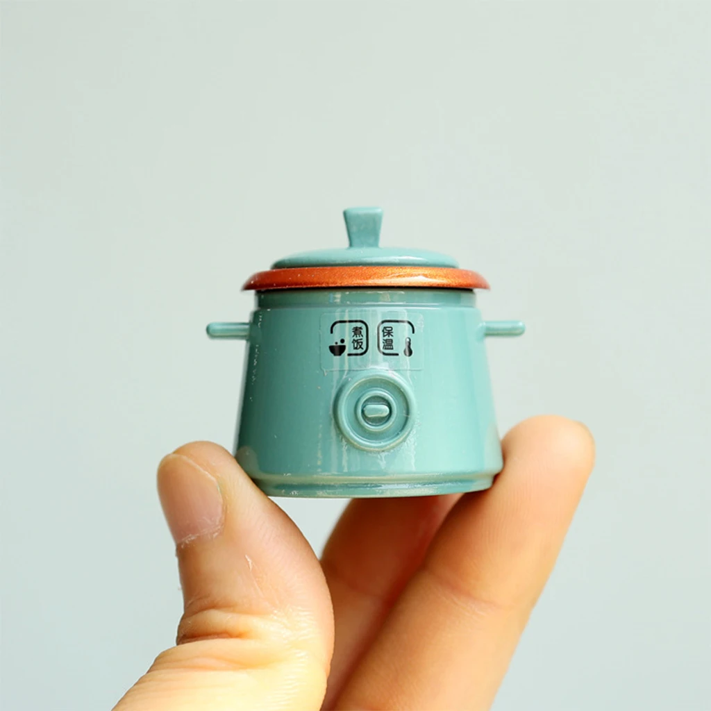1:12 1:8 Dollhouse Cookware Metal Decorative Miniature Kitchen Rice Cooker Model Toy