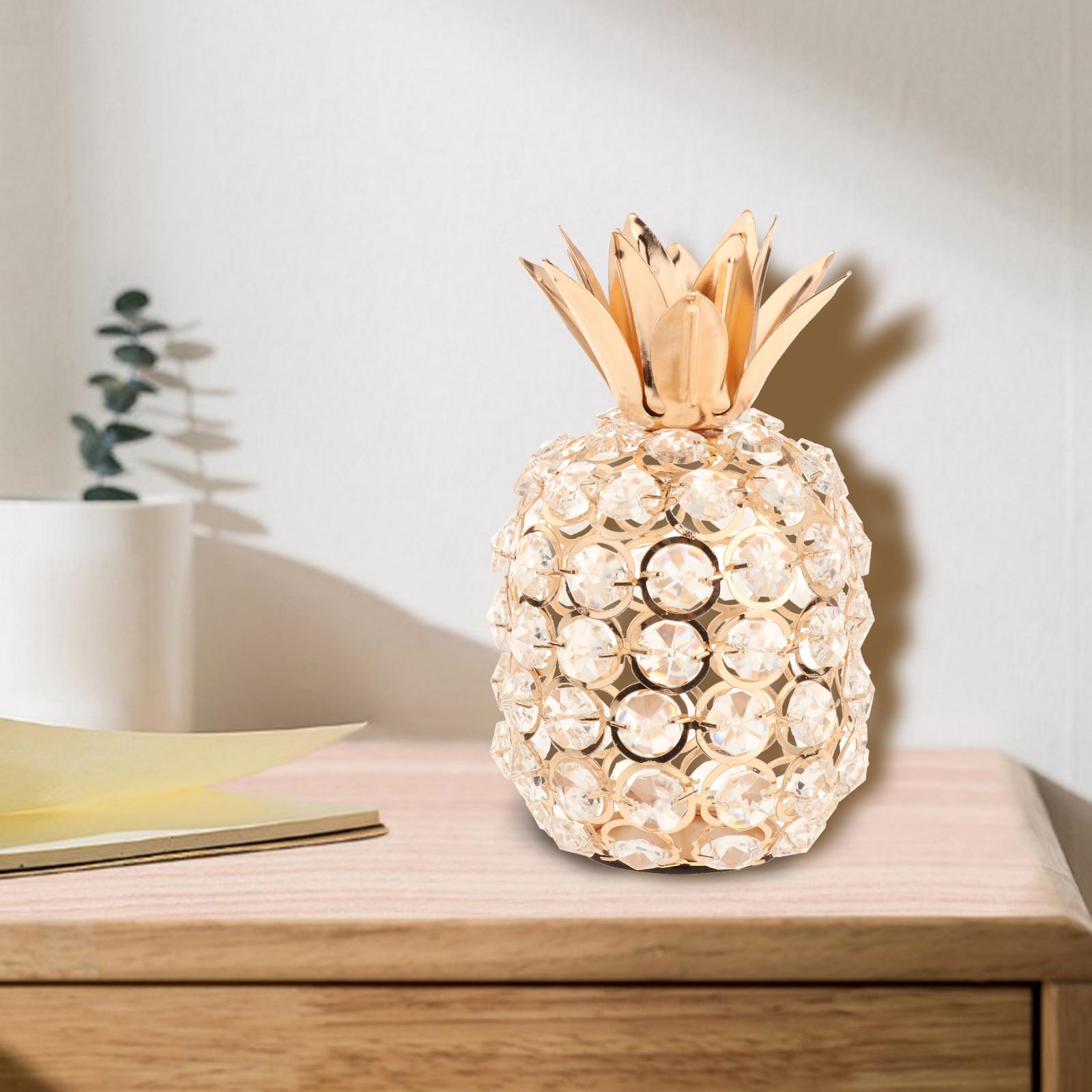 Sparkling Crystal Studded Pineapple Ornament Figurine Tabletop Statue Decor