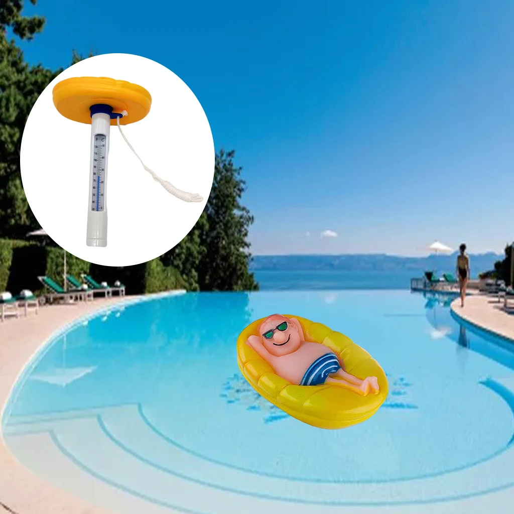 Funny Floating Pool Thermometer, Swimming Pool Thermometer with Cord for Swimming Pools, Bath Water, Spas, Hot Tubs