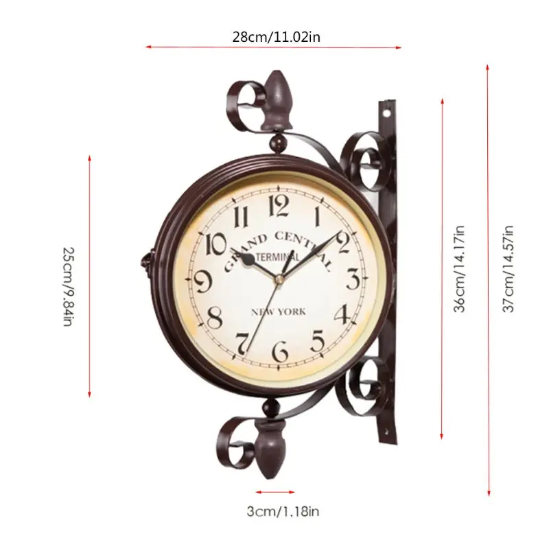 New European Style Vintage Clock Innovative Fashionable Double Sided Wall Clock