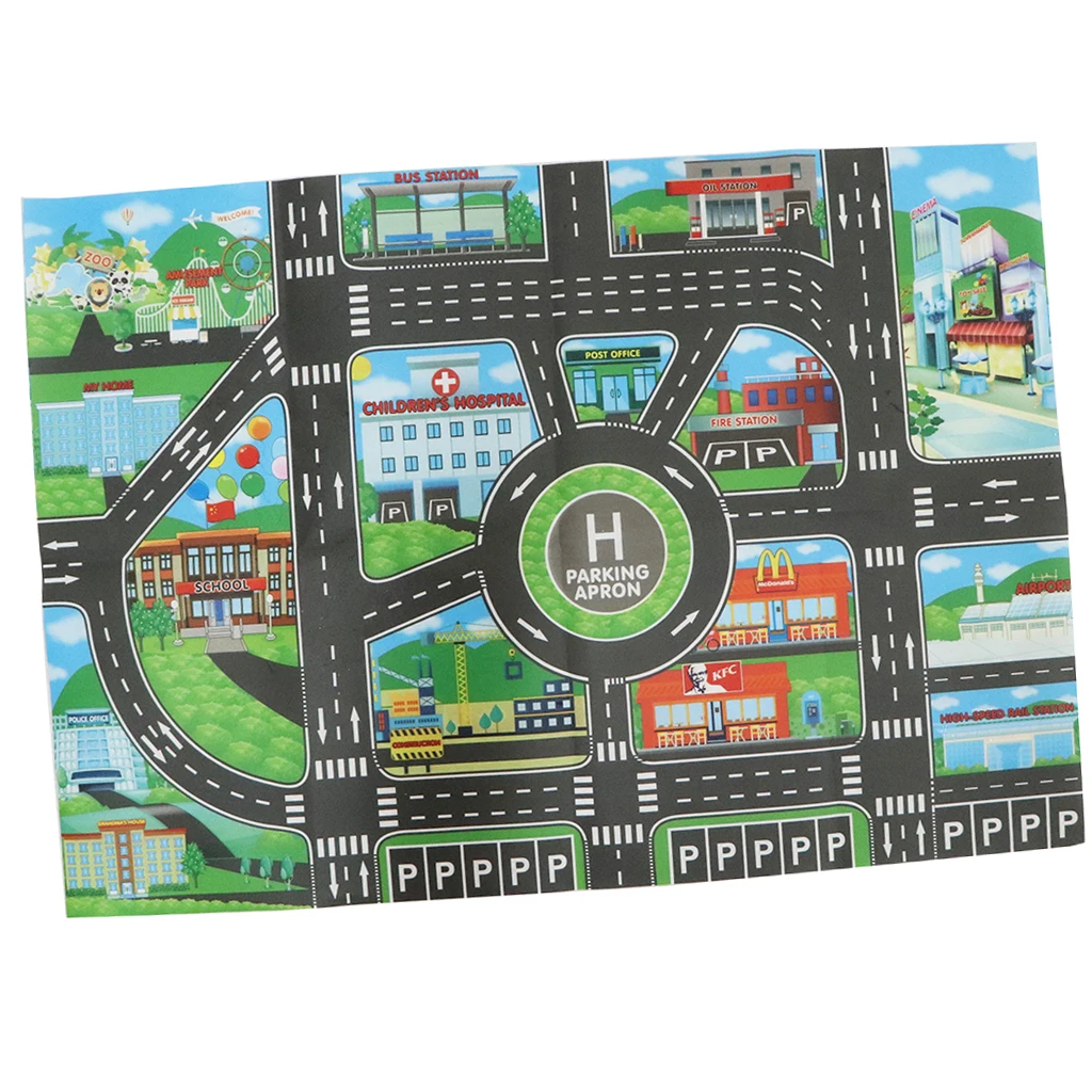 City Traffic Car Game Play Mat Rug Carpet Toy - Infant Kids Crawl Developmental