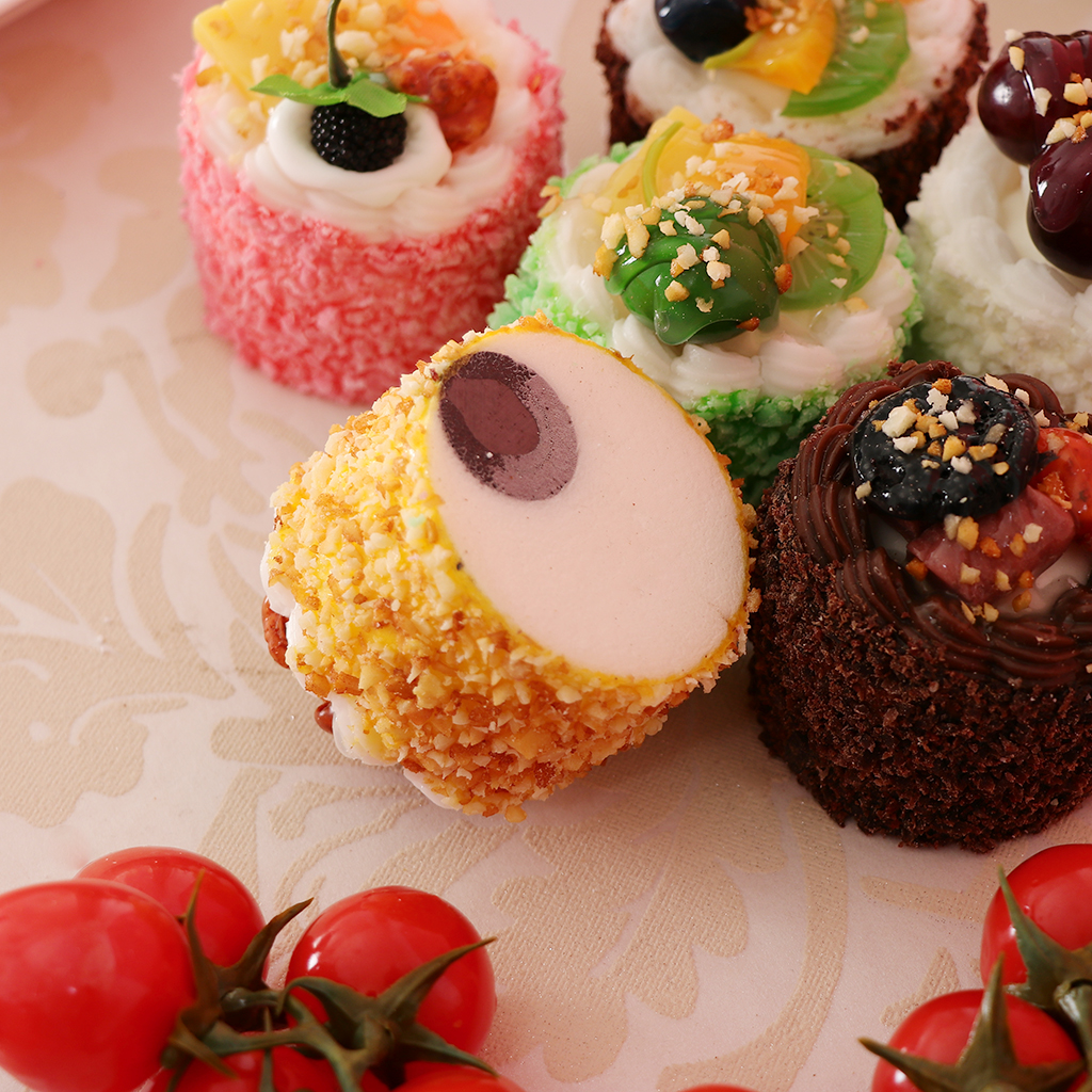 6Pcs Artificial Mixed Sprinkle Cake PU Material Simulation Food Faux Cupcake Dessert Photography Props