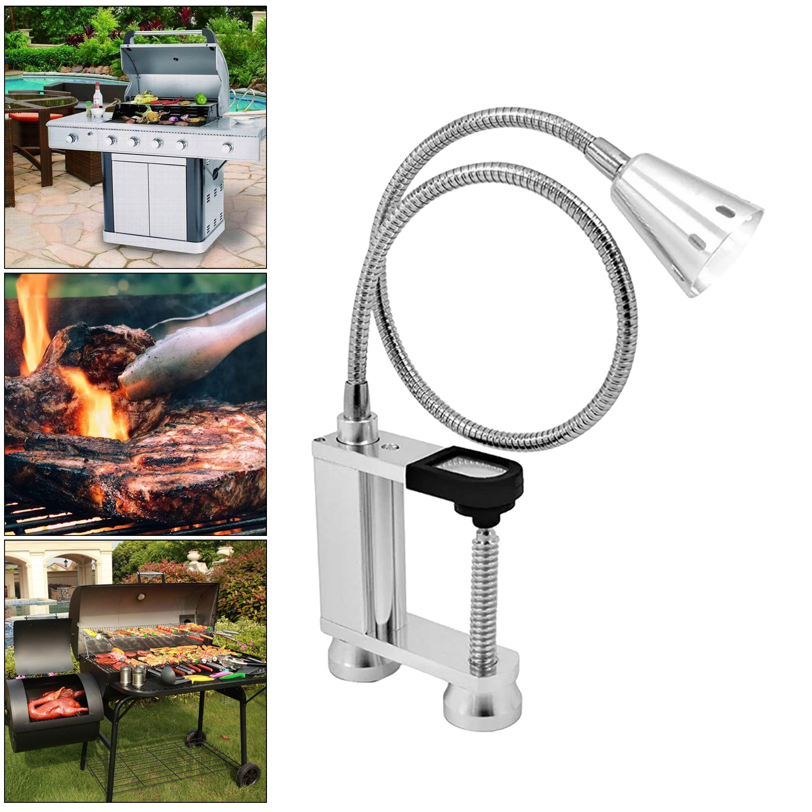 Magnetic LED BBQ Grill Light 12 LED Lights Screw Clamp BBQ Lamps Camping