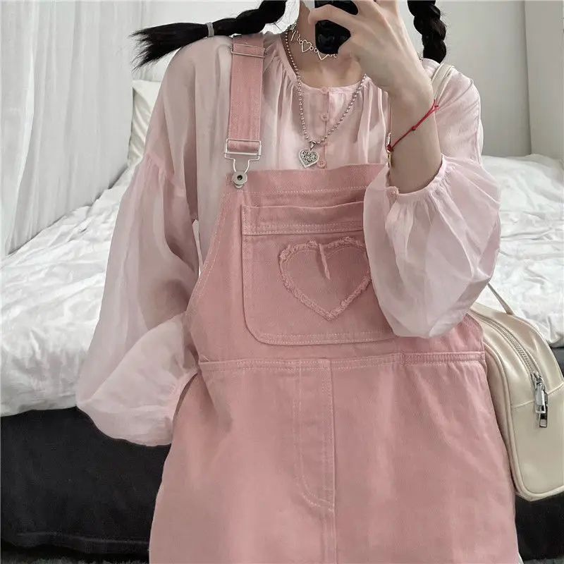 Dresses Women Preppy Style Pink Sweet Girlish Lovely Ripped Button Loose All-match Stylish Adjustable Straps Students Ulzzang floral dress