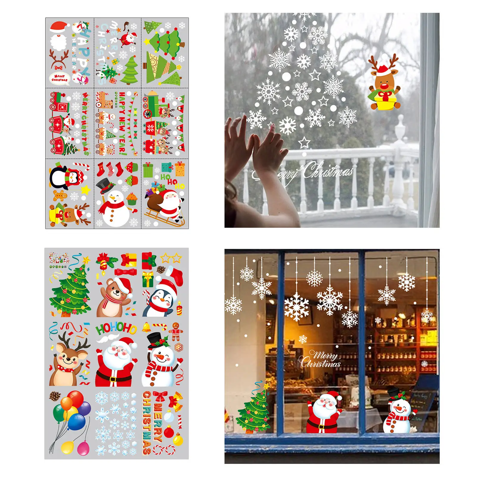 Christmas Window Stickers Showcase Window Glass Festival Clings Santa Murals New Year Christmas Decorations for Home