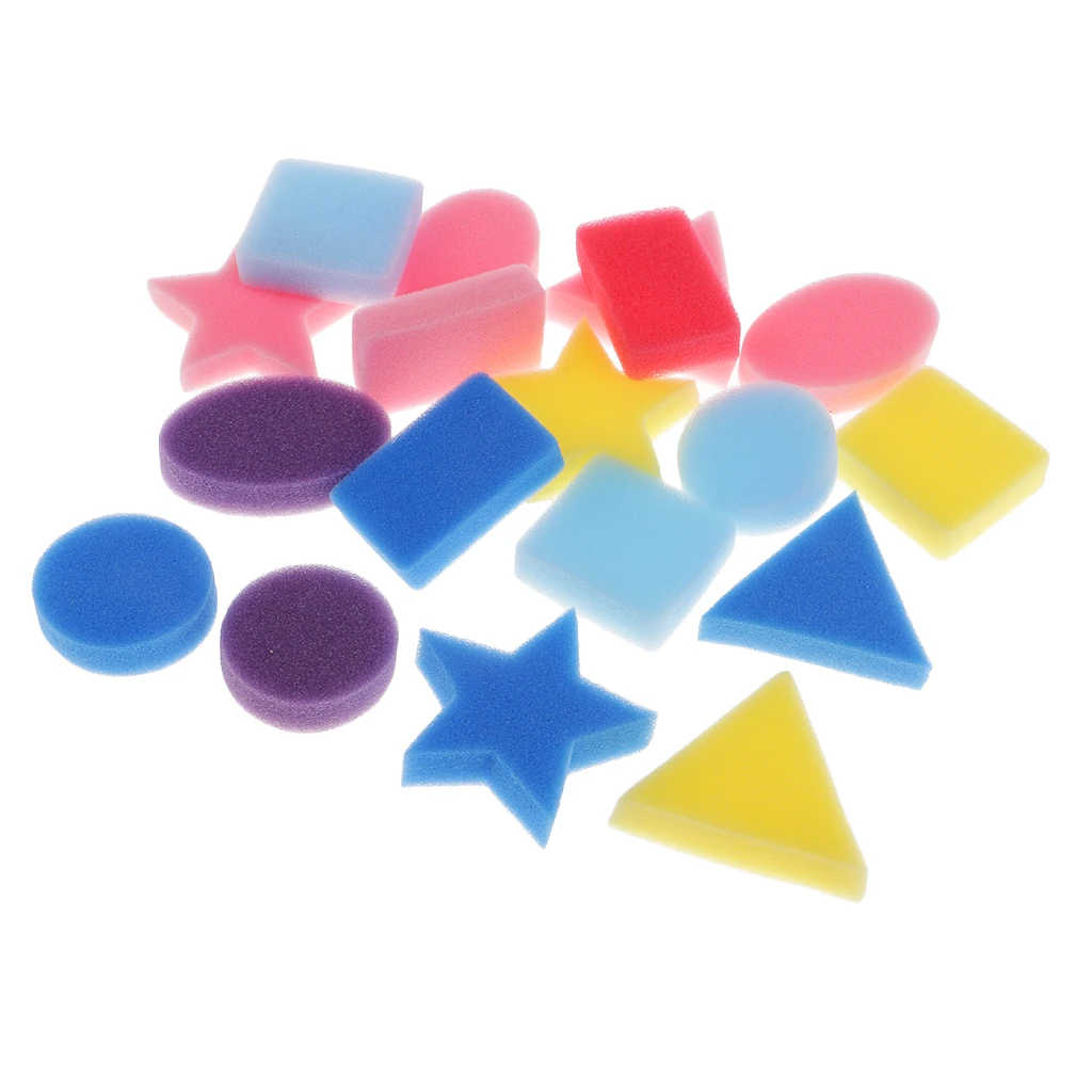 18pc Geometric Shaped Sponge Stamp Set Children Kids Craft PaintingEducation