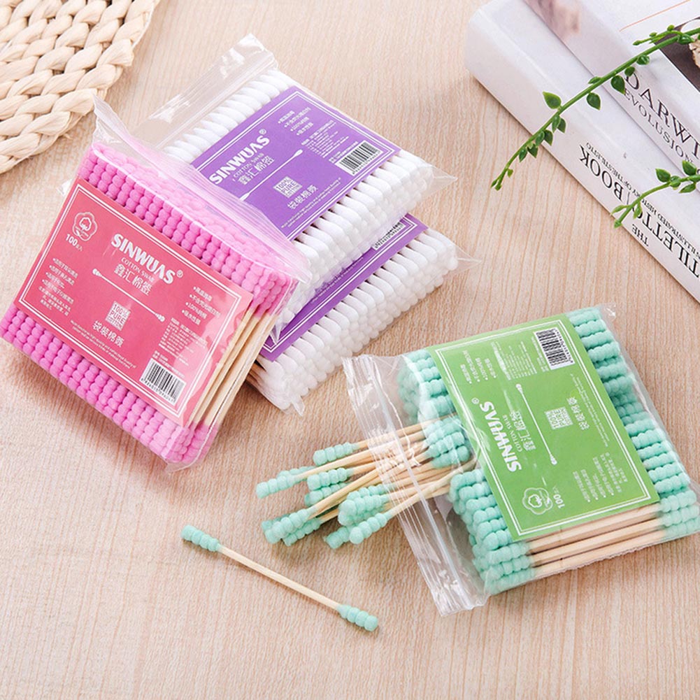 Best of 100Pcs Double Head Cotton Swab Wooden Spiral Bamboo Sticks Beauty Makeup Nose Ears Cleaning Disposable Cotton Swabs For Home Reviews & Tips