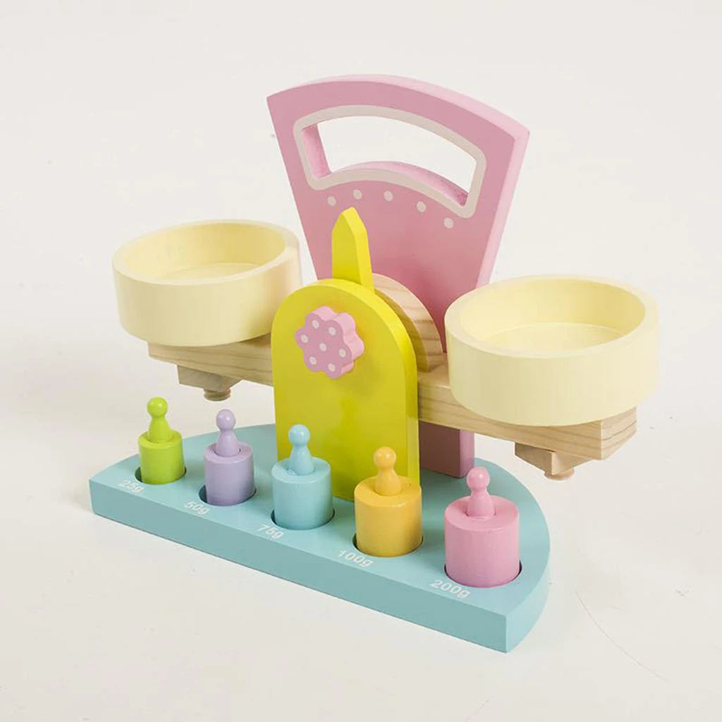 Wooden Balance Scale Toy Montessori Weighing Scale Early Education Game Toys Preschool Training Toys For Kids