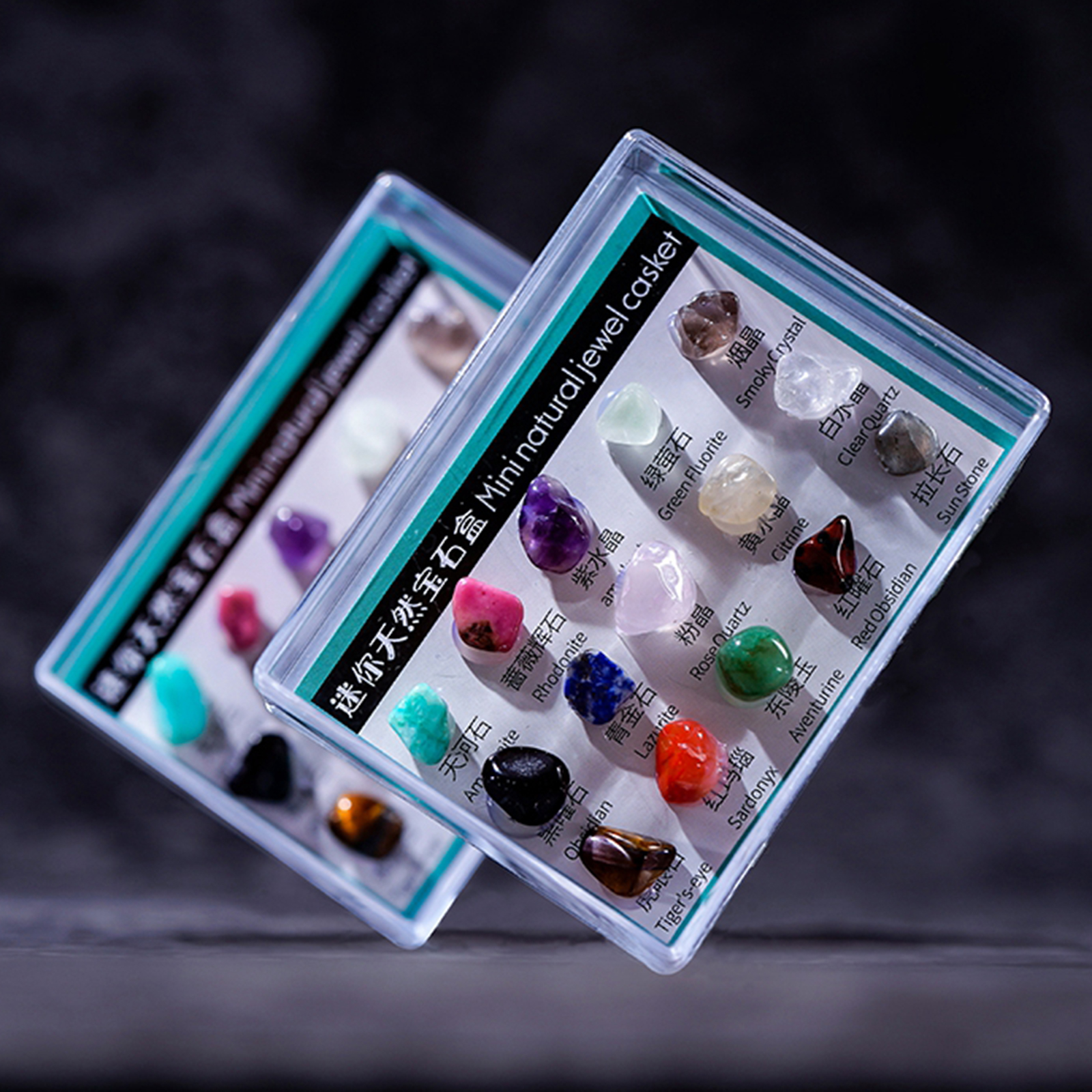 Polished Natural Mineral Rock and  Collection in Box for Kids Ages 8 and up