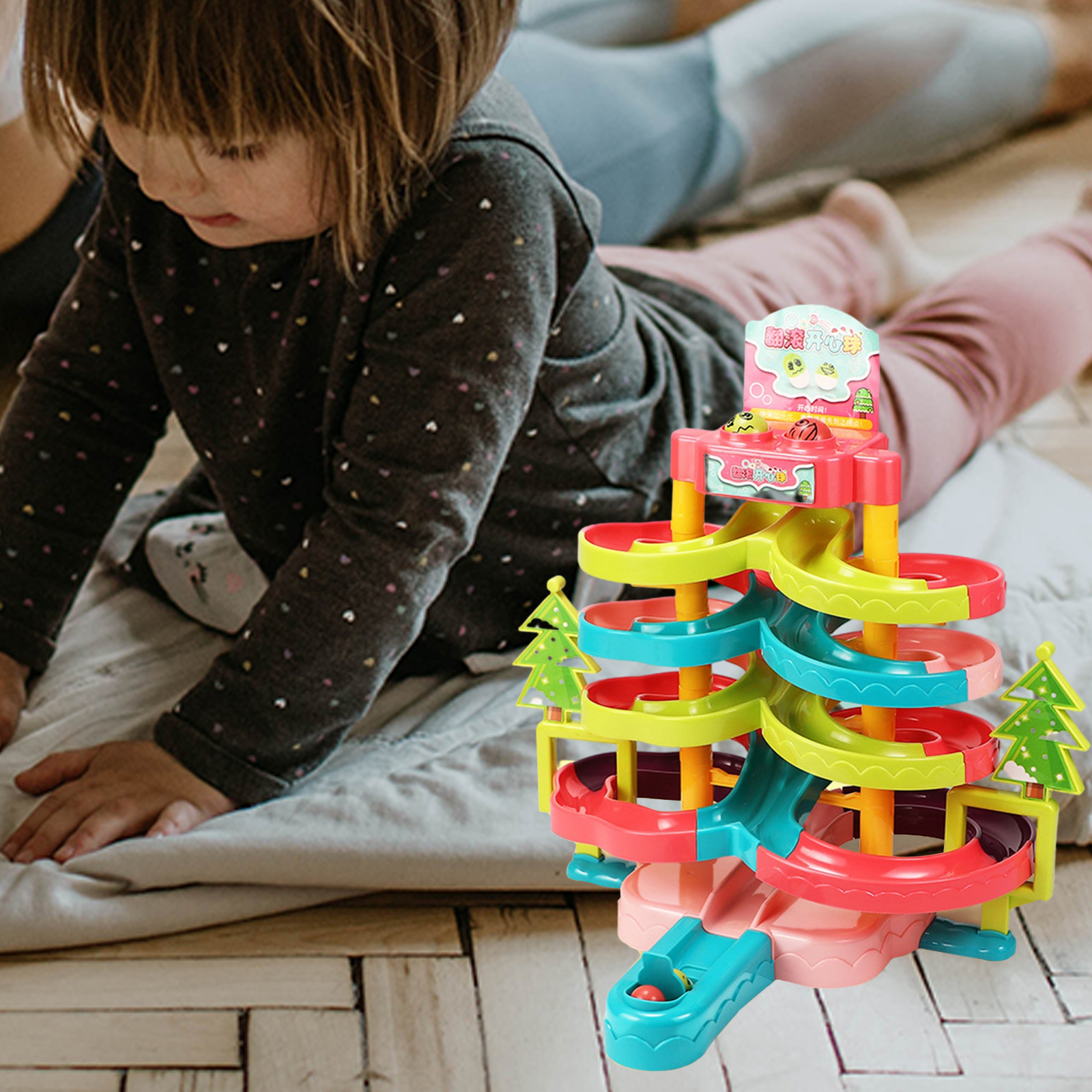 Ball Slide Track Toy Building Block Stacking Toy Interactive Learning Stack, Drop and Go Ball Ramp Toy Kids Birthday Gift
