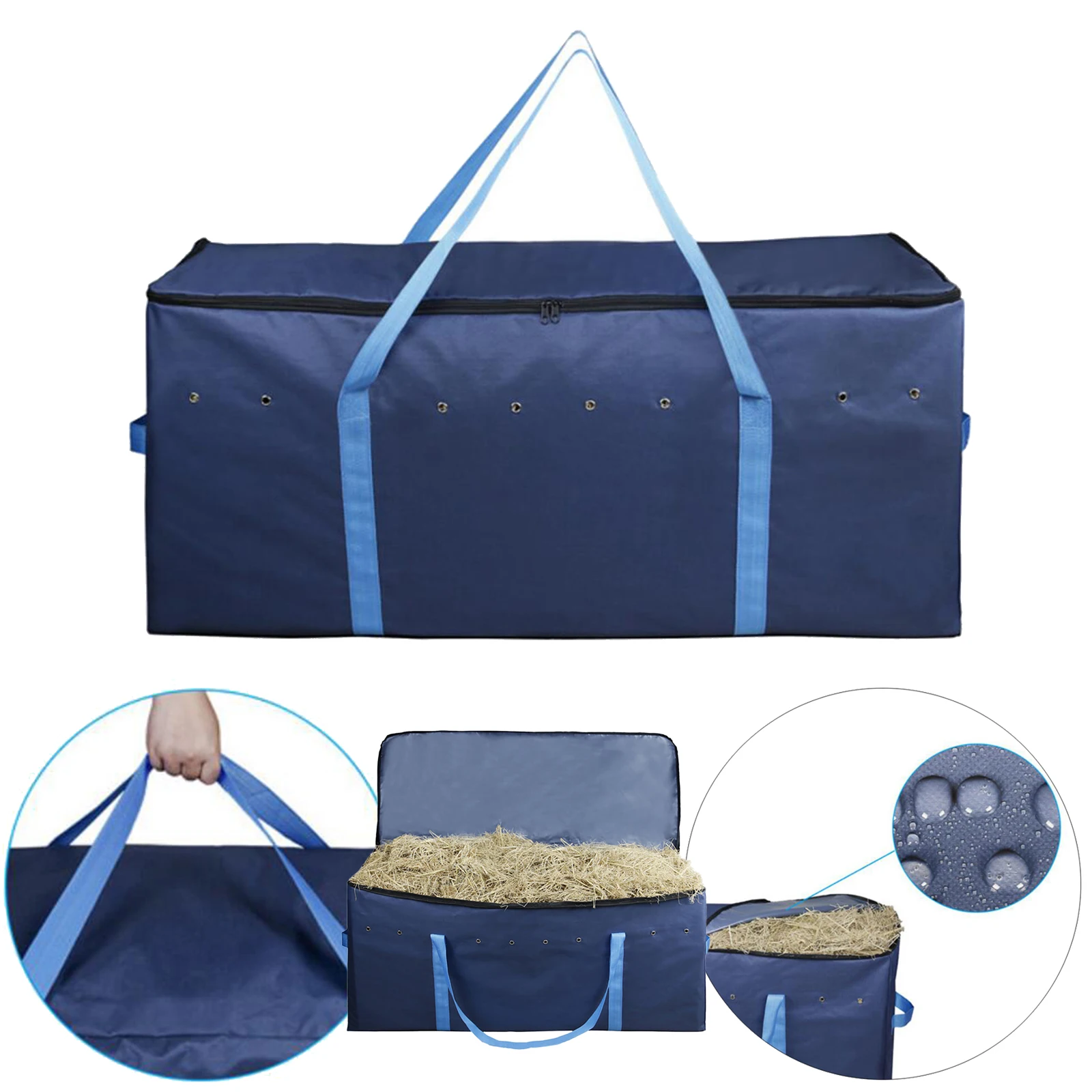 Foldable Large Hay Bale Carry Bag Zipper Tote 600D Oxford Cloth Waterproof