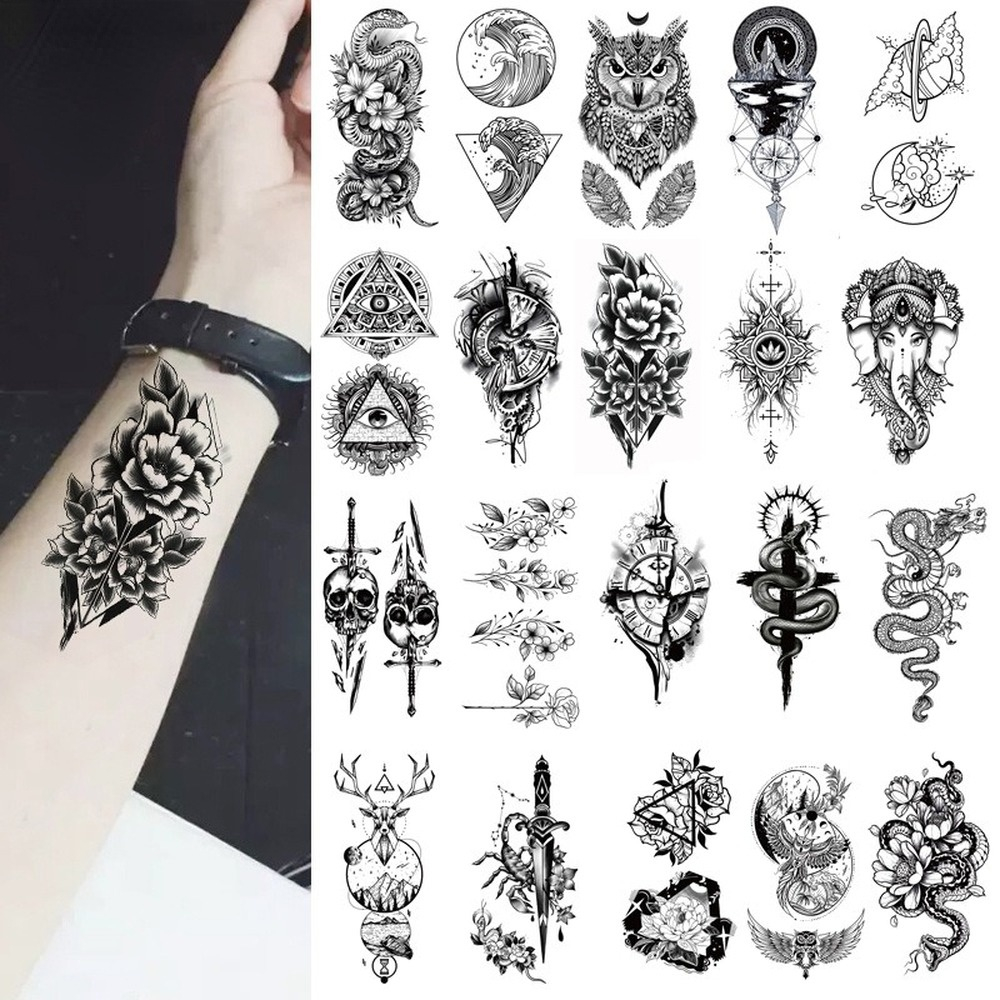 Best of Black Rose Temporary Tattoo Sticker Flower Feather Elephant Body Clavicle Ankle Legs Arm Art Fake Tatto Party Bikini Tatoos Reviews & Tips