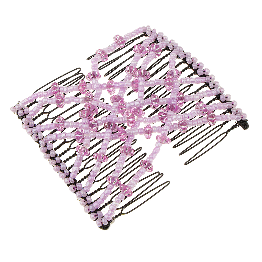 Magic Stretchy Double Clips Hair Slide Comb Ladies Party Wedding Cosplay