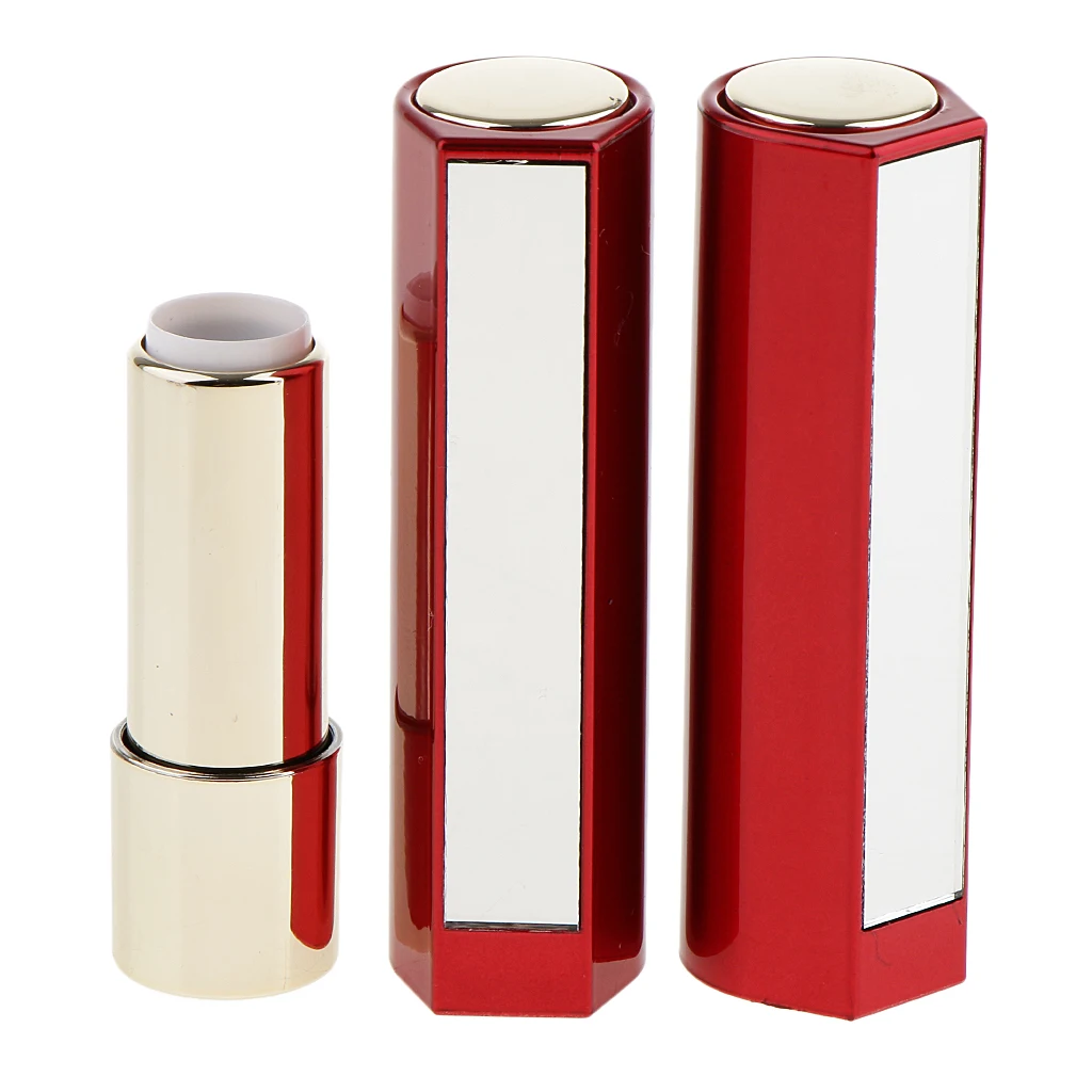 2Pc Pressing Style Empty Lip Balm Lipstick Gloss Container with Small Mirror