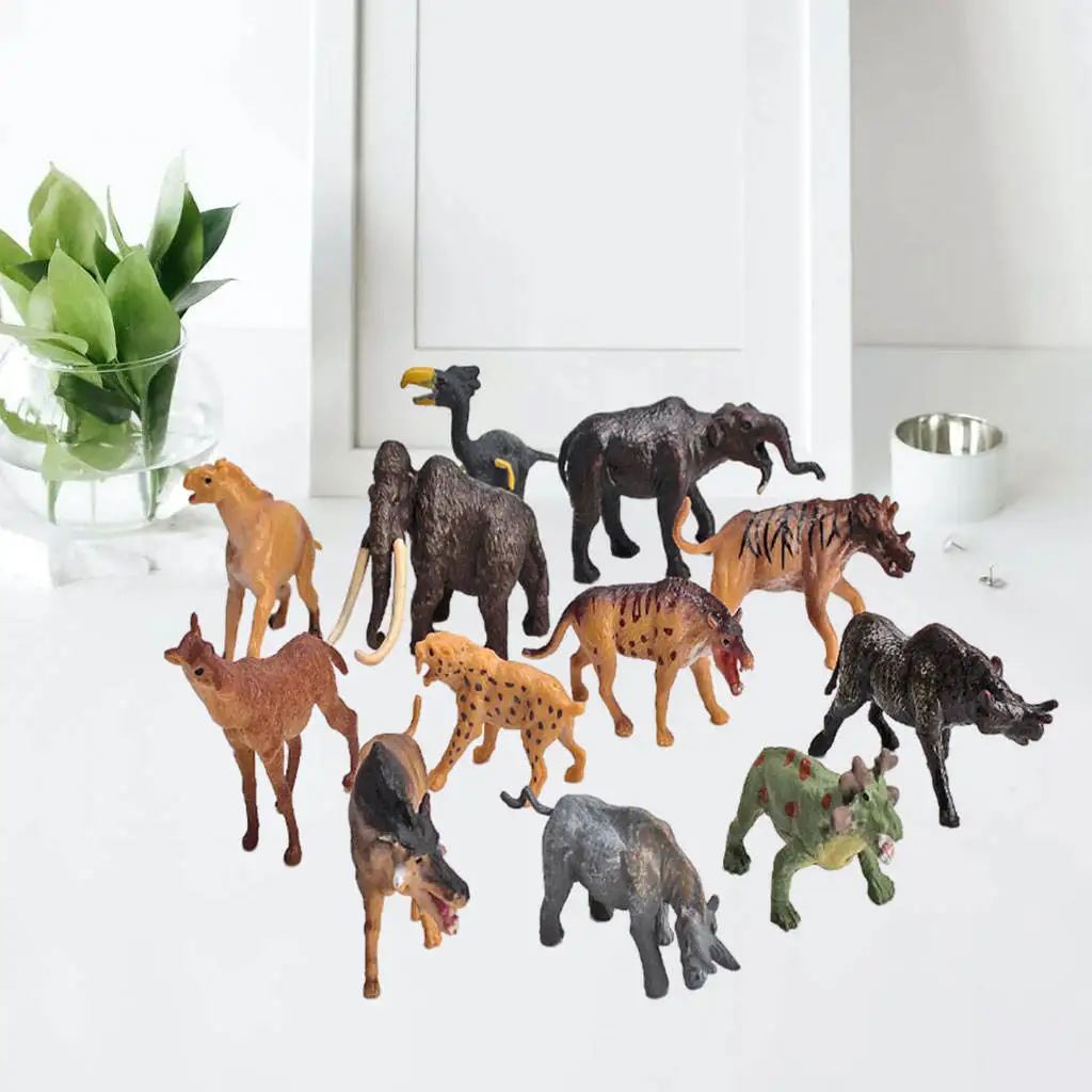 12Pcs Realistic Learning Toy Collection Party Favors Table Decor Playset Safari Animal Figures Educational Toy for Kids Toddlers