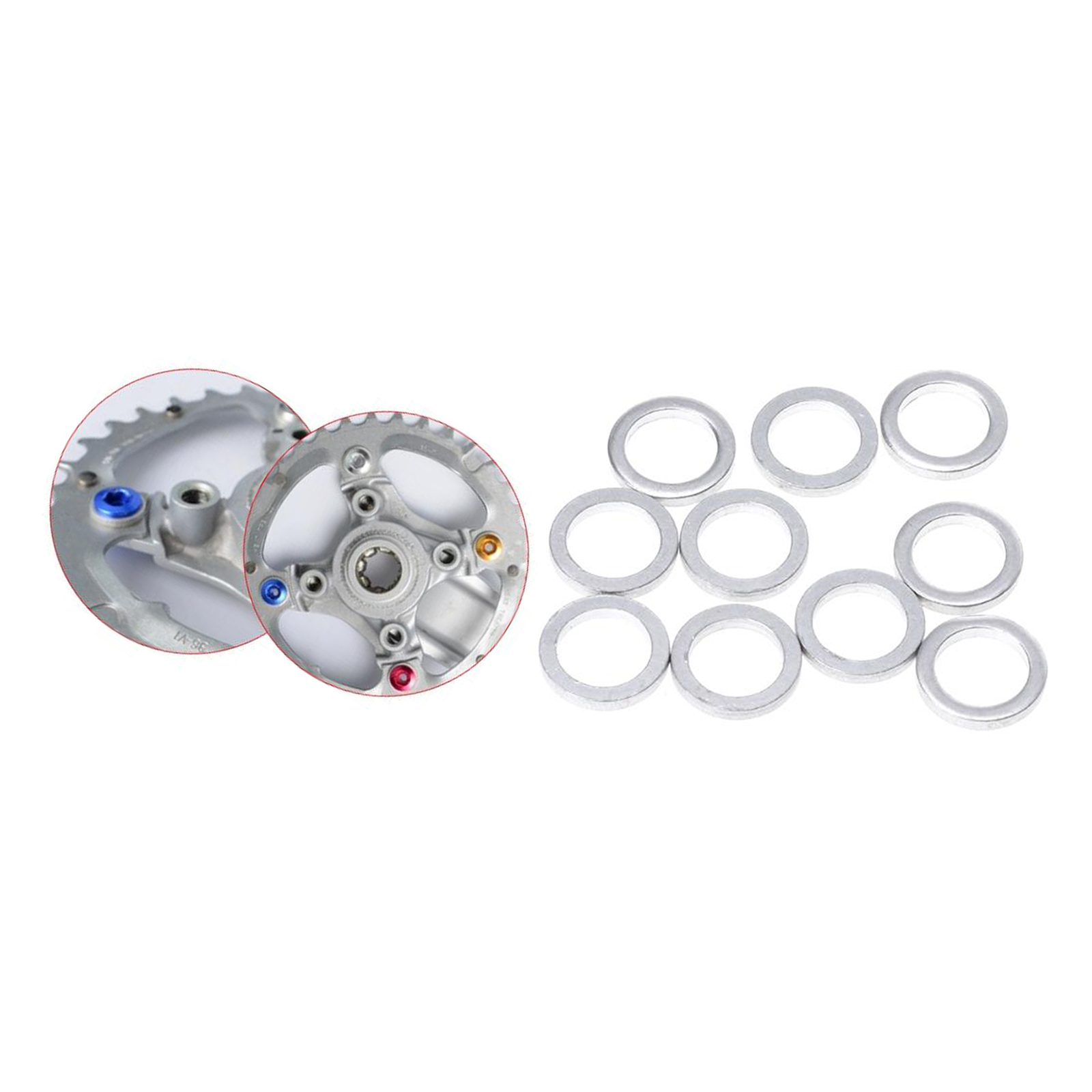 10 x Chainring Bolt Screws 1mm Silver Aluminum Spacer Shim For Bicycle