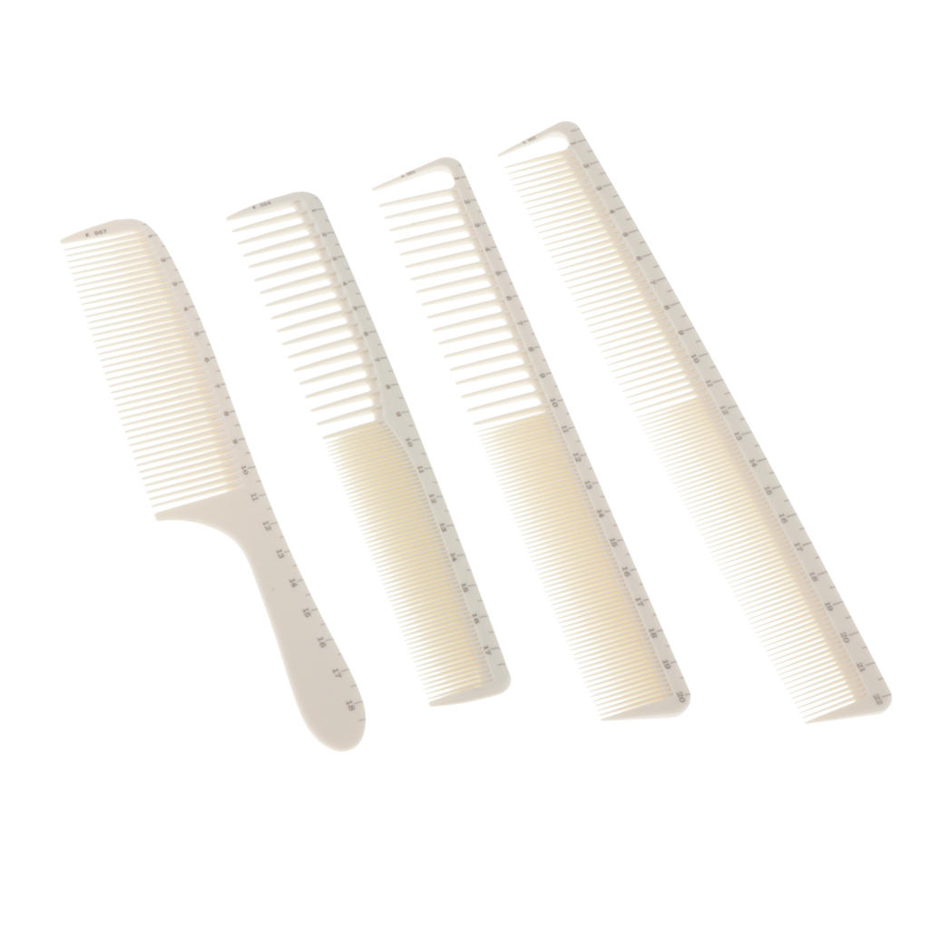 Coarse & Fine Teeth Hair Cutting Comb with Scales, Perfect for Salon, Home or Travel Use (White)