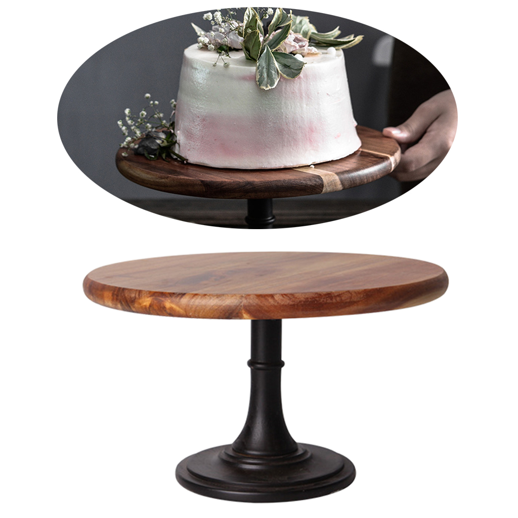 Wood Cake Stand Pedestal Dessert Round Holder Wedding Party Birthday Small Cupcake Tall Table Bases Plates Display