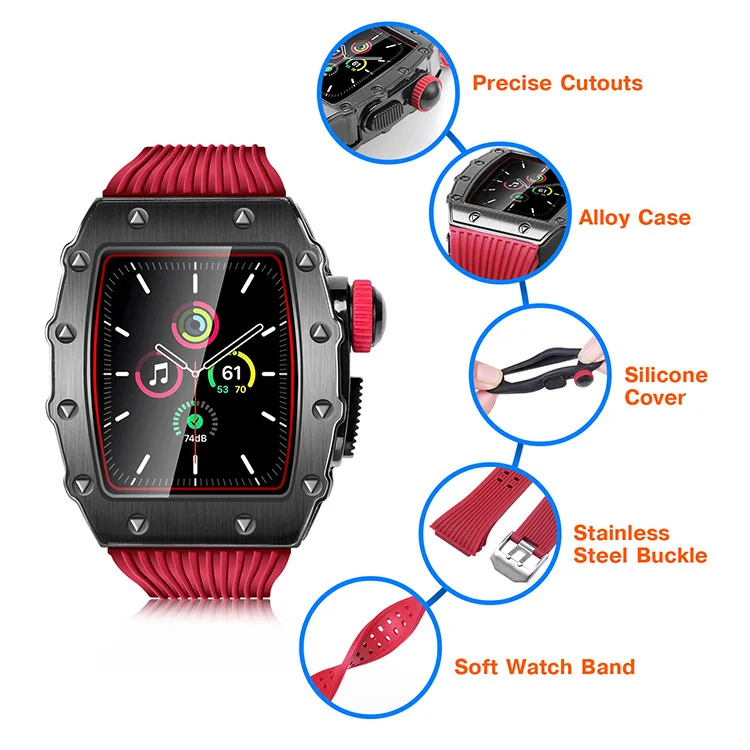 Luxury Metal Case For Apple Watch SE 7 44 45MM For iWatch Series 6 5 4 40MM 41MM Silicone Stainless Steel Modification Kit Bezel case for samsung z flip 3