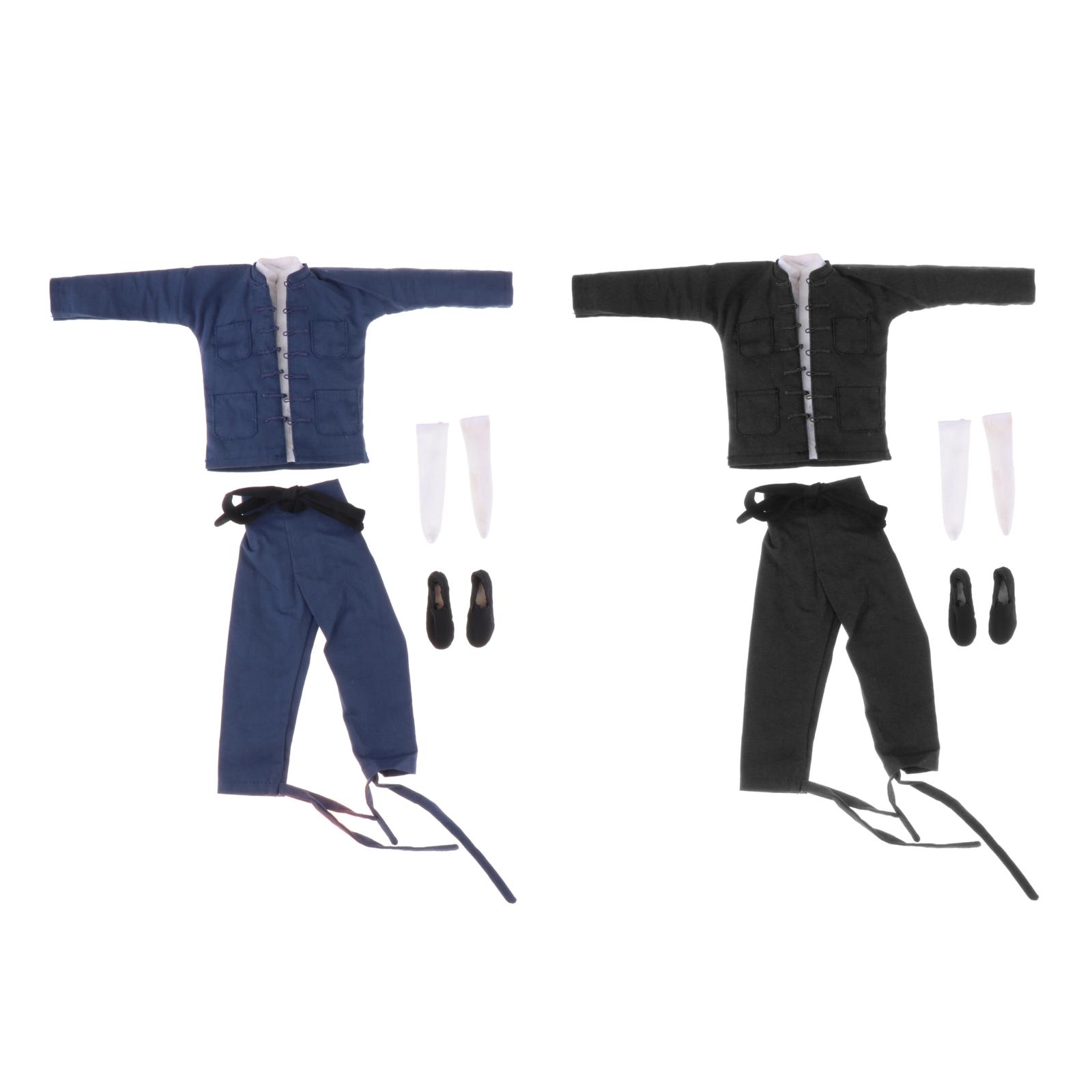 Handmade 1:6 Scale Bruce  Chinese Kongfu Costum Clothes Set Tang Suit for 12 Inch Action Figure Soldier Men Accessories Parts