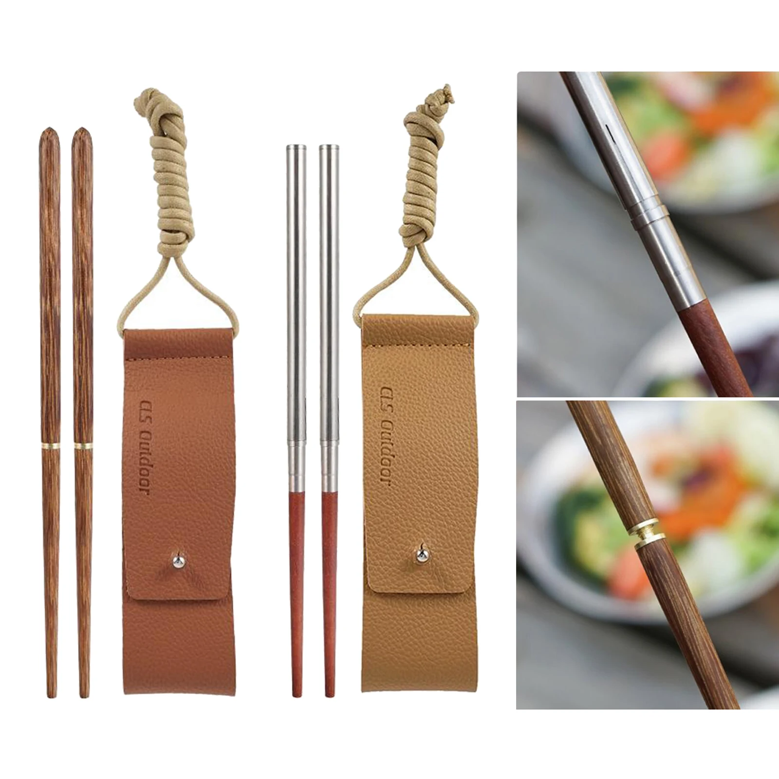 1Pair Outdoor Folding Wooden Chopsticks Tableware School Fishing Hiking