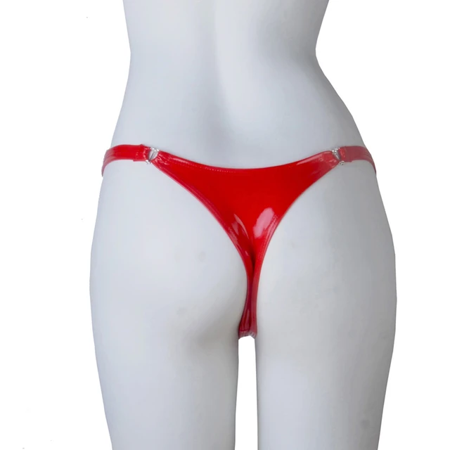Women's Micro Thong String Low Rise Latex Panties
