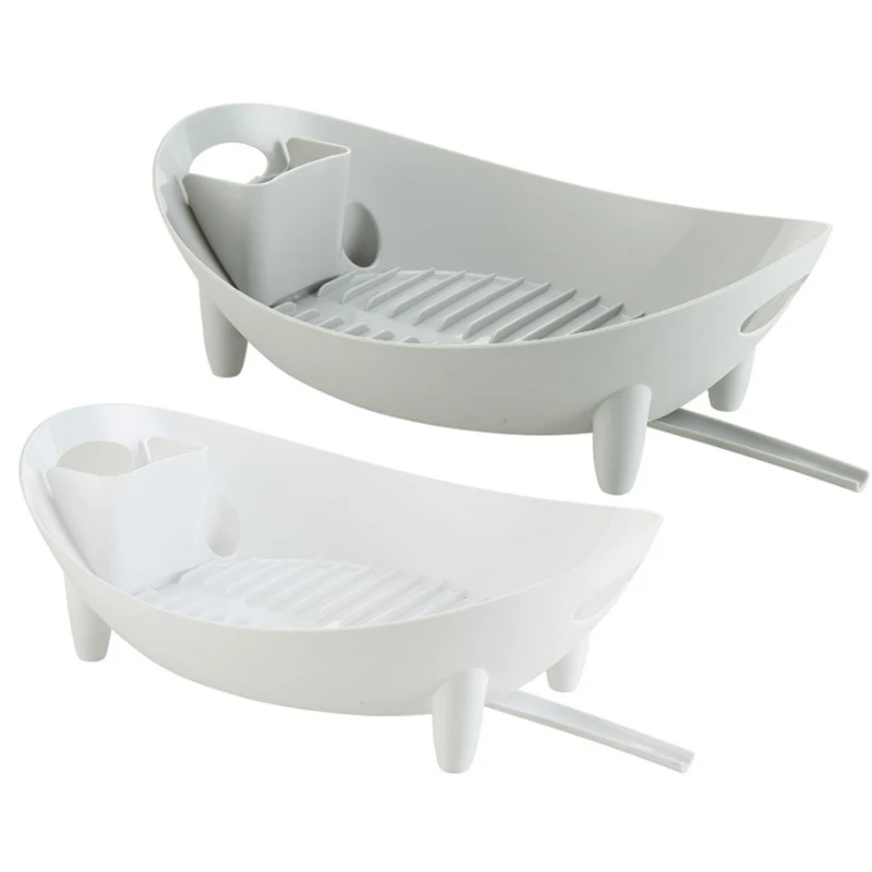 Dish Drying Rack Oval Shaped Drainer with Utensil Holder Plate Bowl Cutlery Storage Container Vegetable Basket