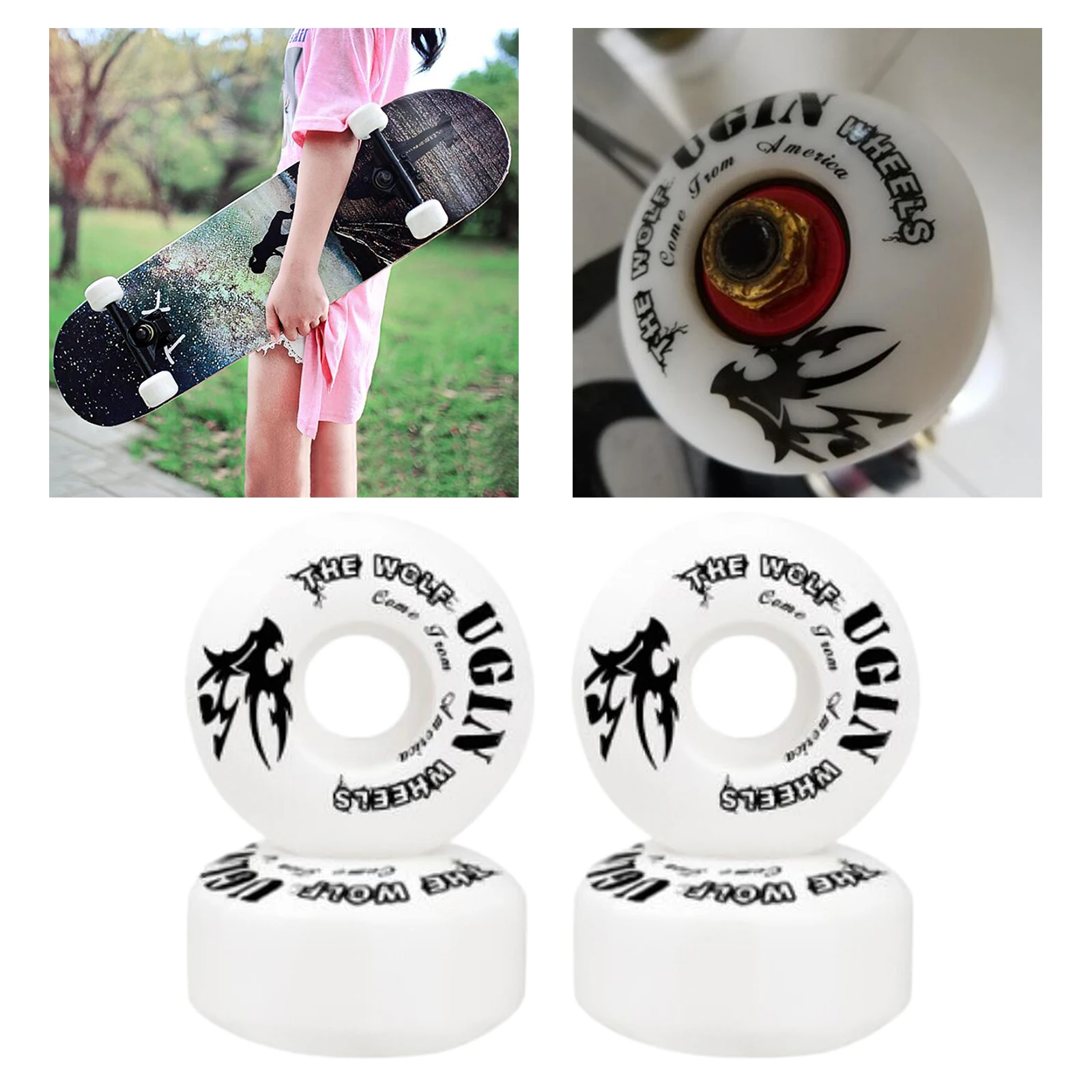 4Pieces Skateboard Wheels Set Replacement 95A Roller Cruiser Repair Wheel