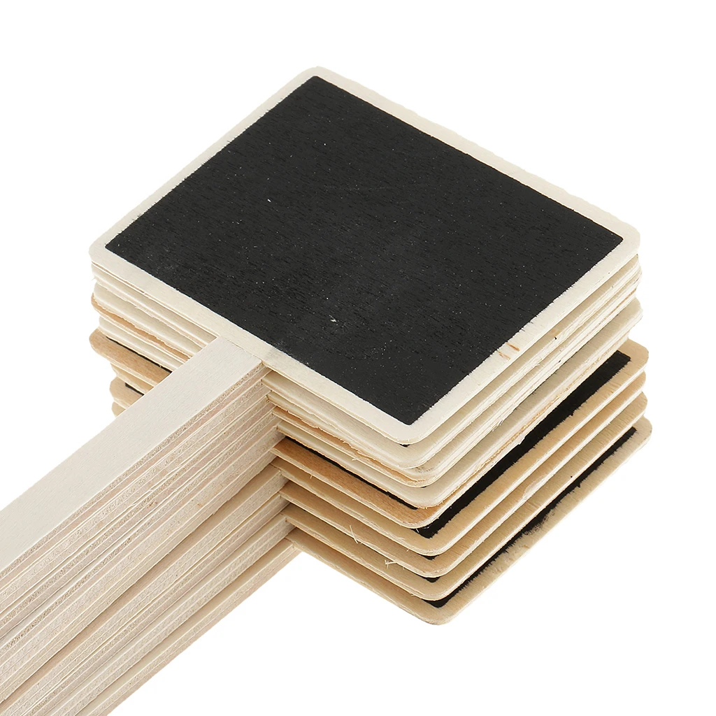 10 Pcs Mini Wooden Note Blackboard Memo Sign Message Chalkboard Plants Lable