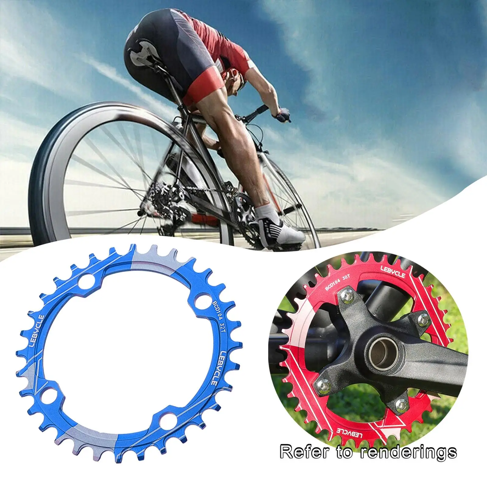 Round Mtb Chainring 104 BCD Narrow Wide Bike Crankset 32T 36T 38T 34 Teeth 104BCD Crown Mountain Bicycle Plate Chain Ring