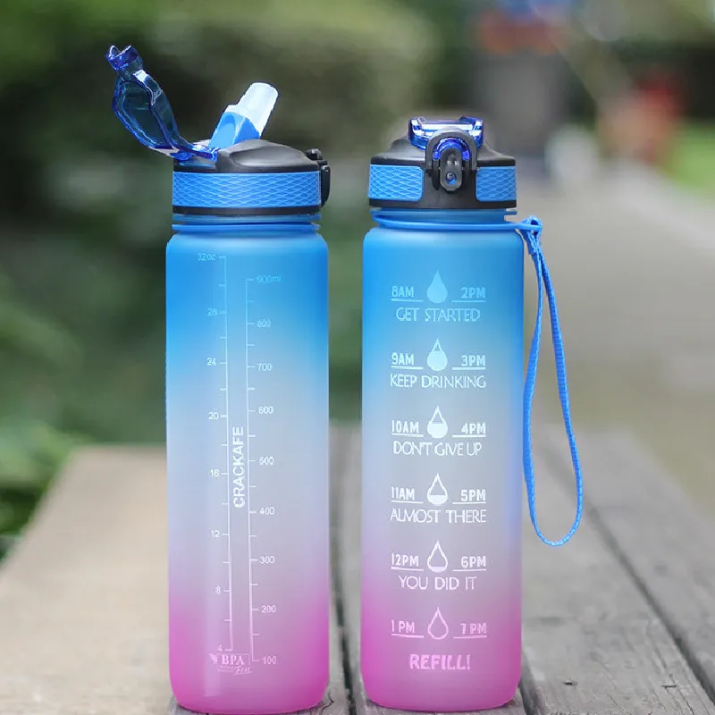 for Daily Life Fitness and Outdoor Sports,Sandy Beach,Cycling SHNGEA Water Bottles,32oz Water Bottle with Time Markings,Tritan Material,BPA Free,Dropproof and Leakproof Sports Water Bottle 